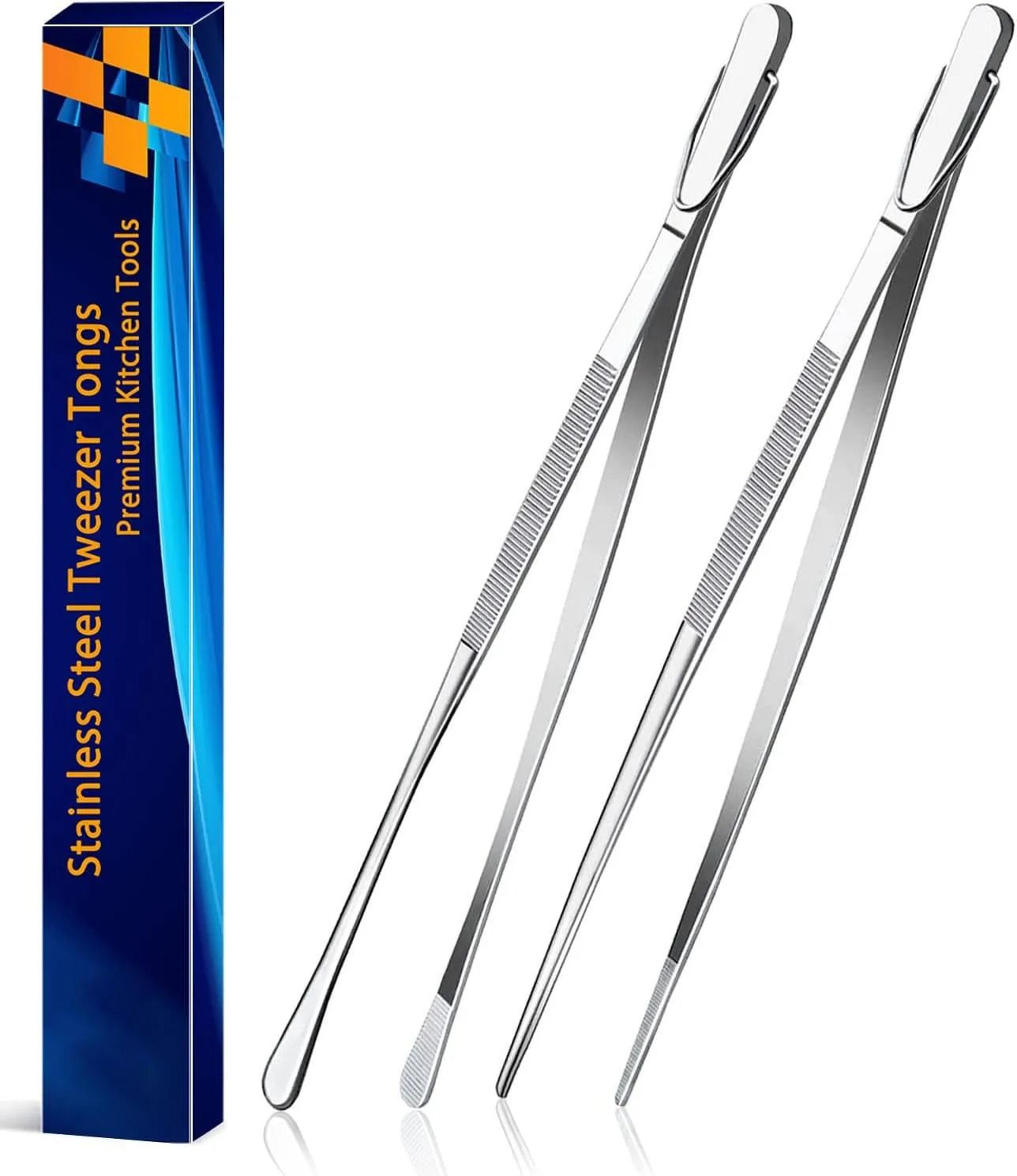 stainless steel kitchen tweezers set 12 inch precision cooking and chef plating tongs 2 pieces
