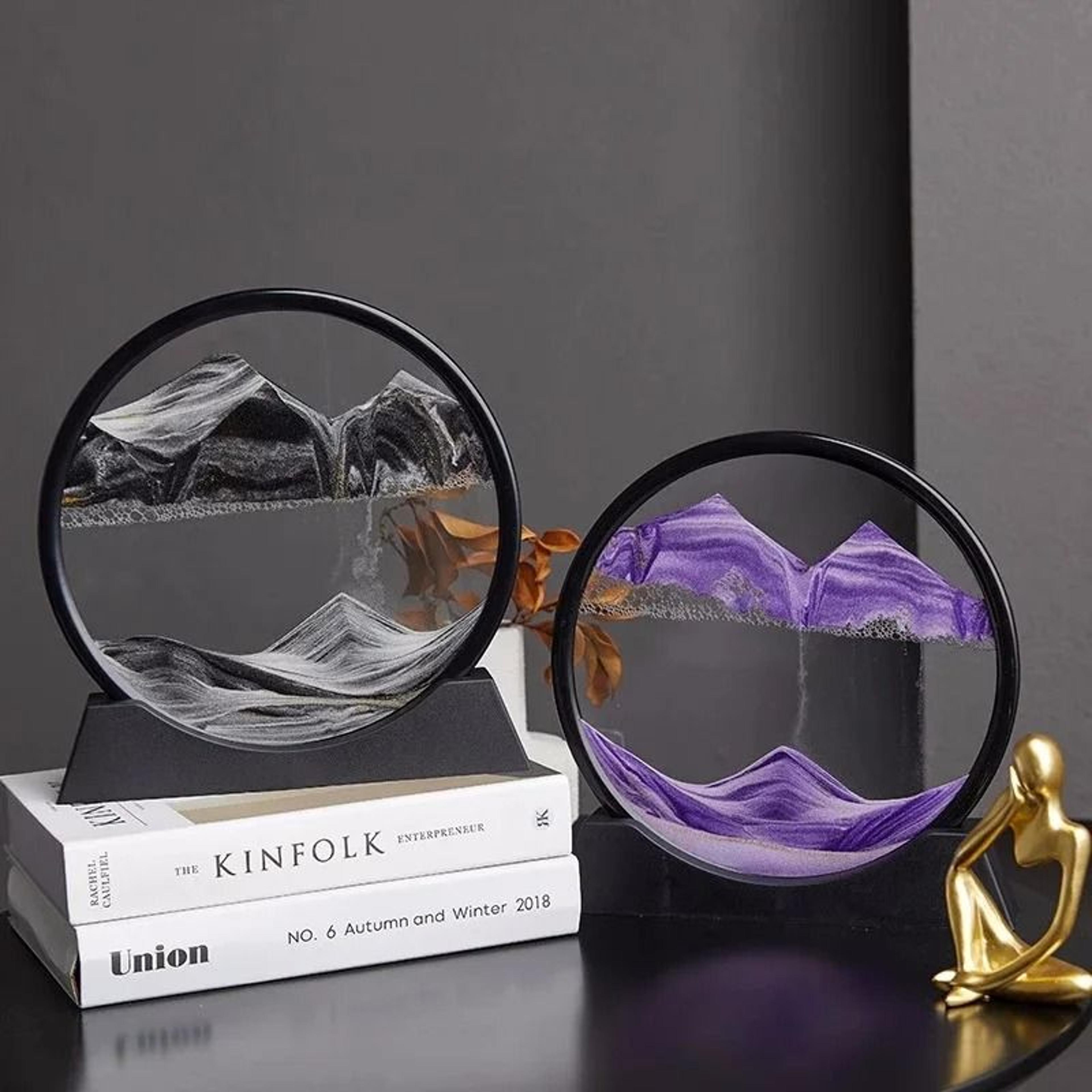 3d moving sand art picture round glass flowing sandscape frame desk home decor