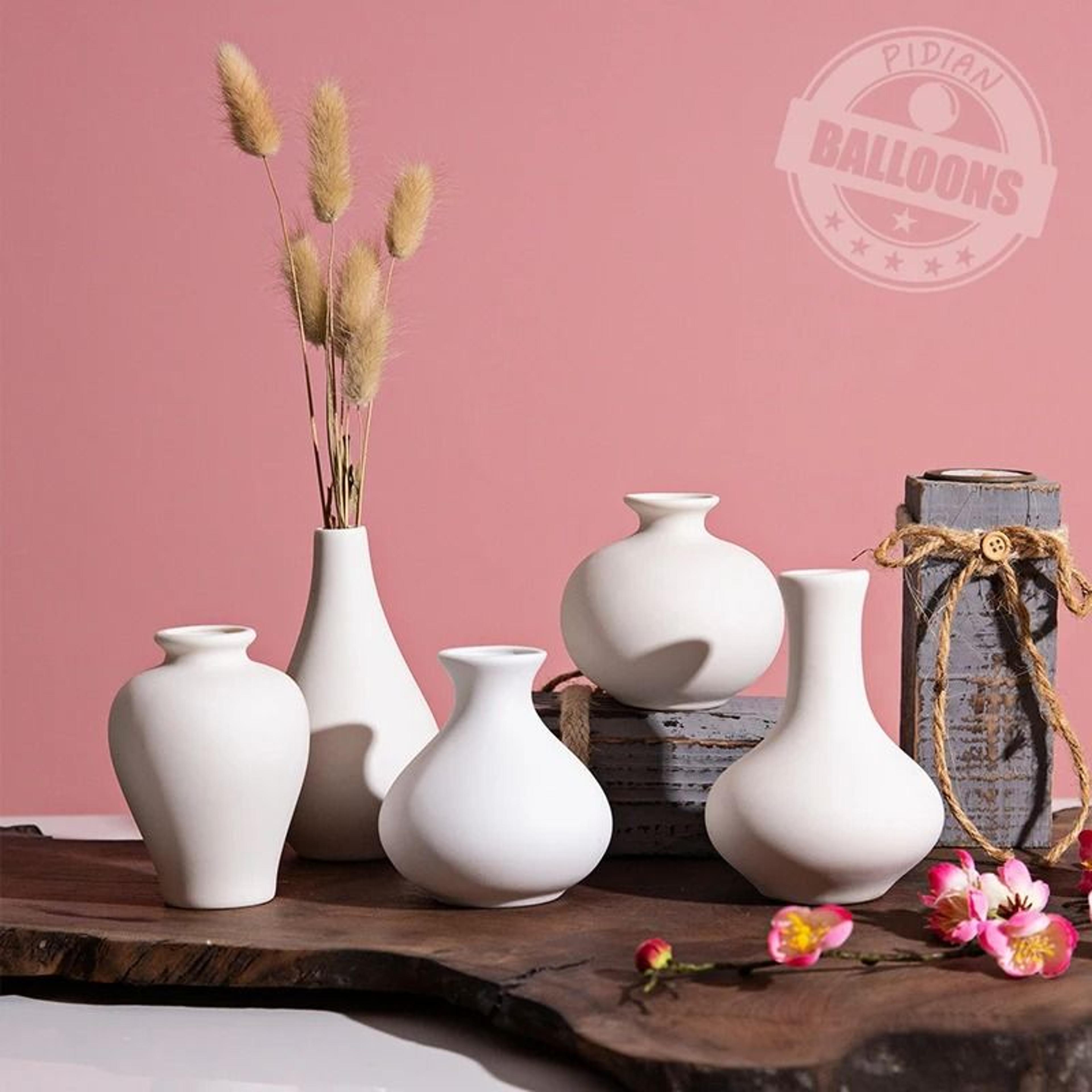 minimalist small ceramic vase white flower arrangement bud vase home decor accent