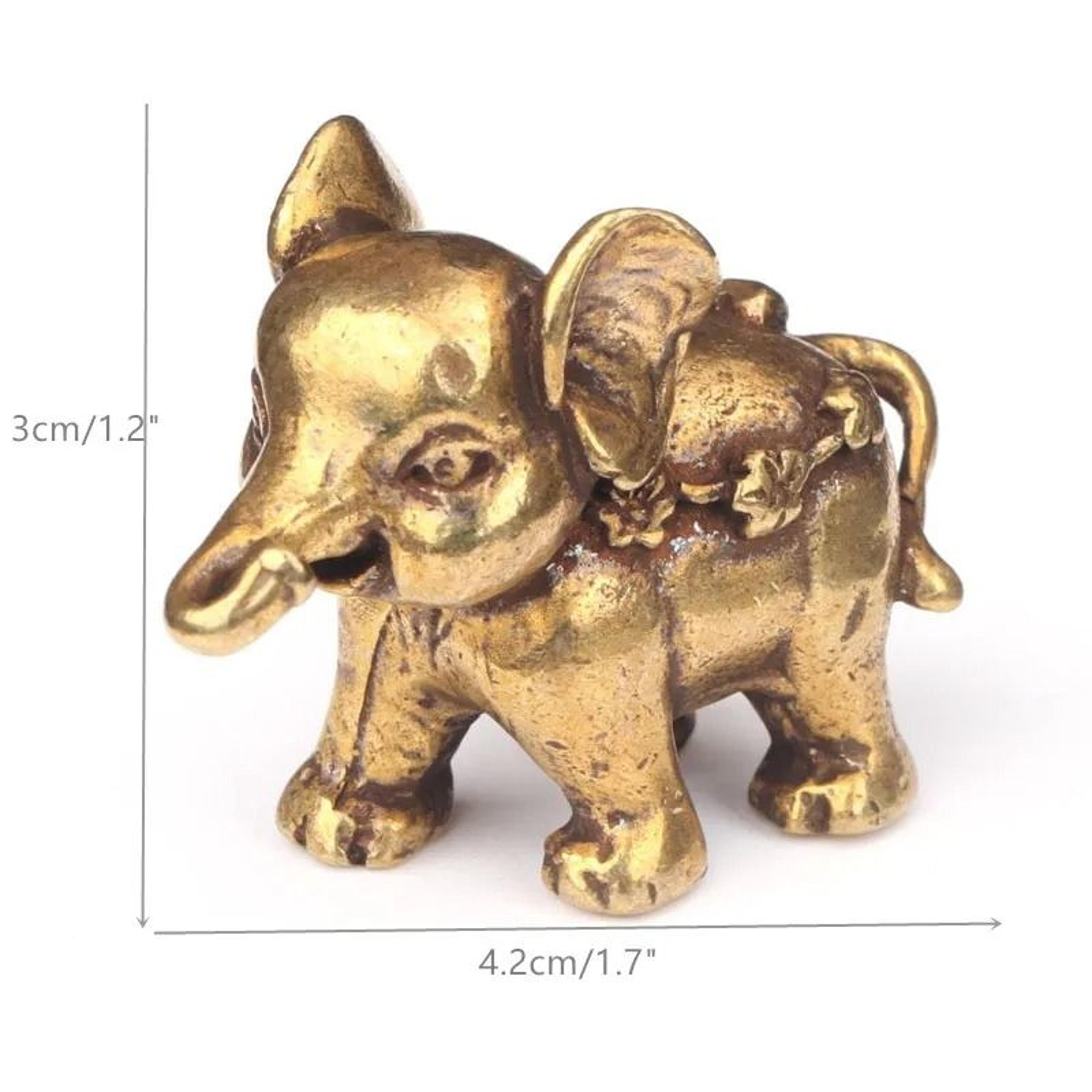 antique bronze mini elephant figurine solid copper tea pet ornament home decor