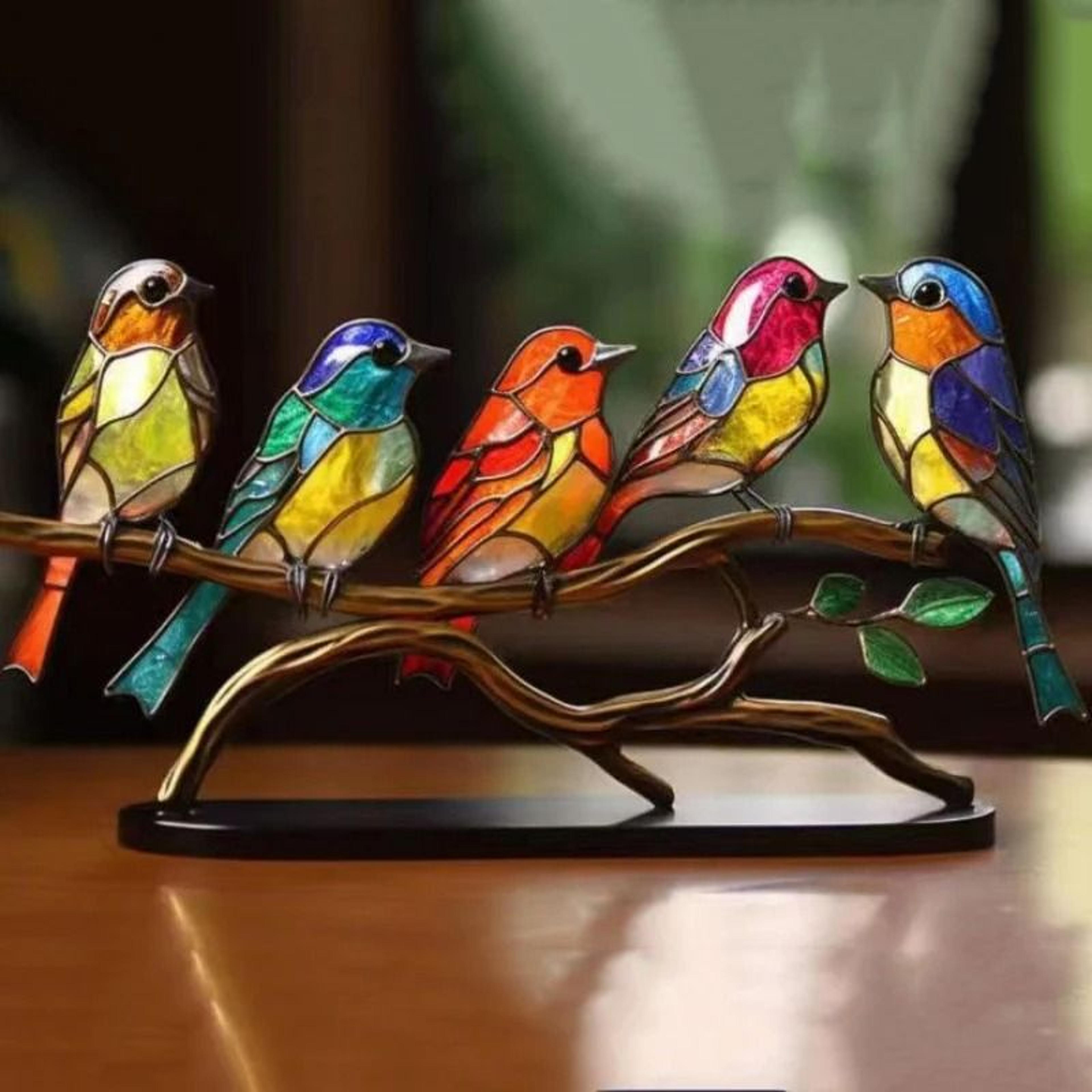 colorful bird desk decor acrylic ornament set for home office styling