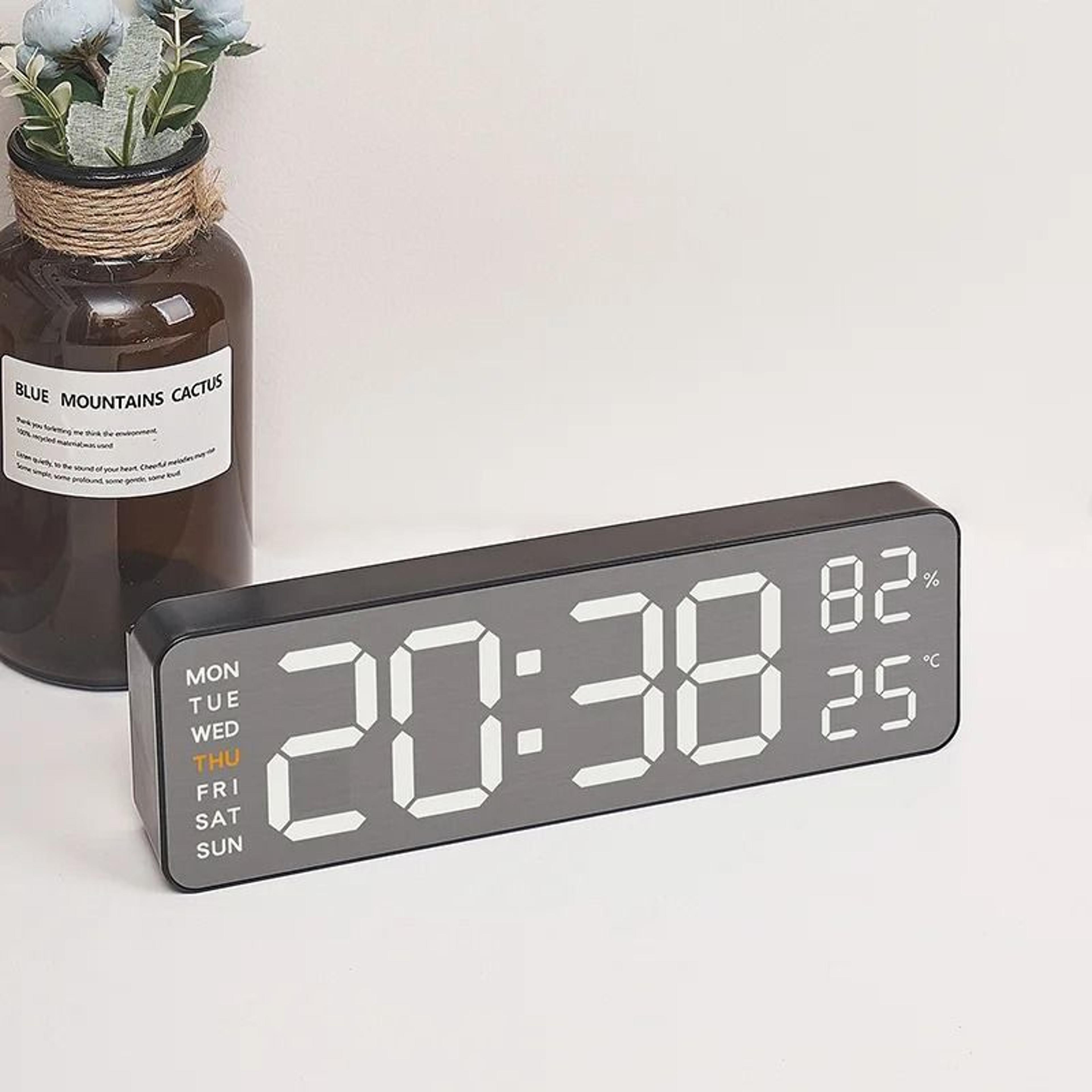 mirror wall clock silent modern design with temperature display