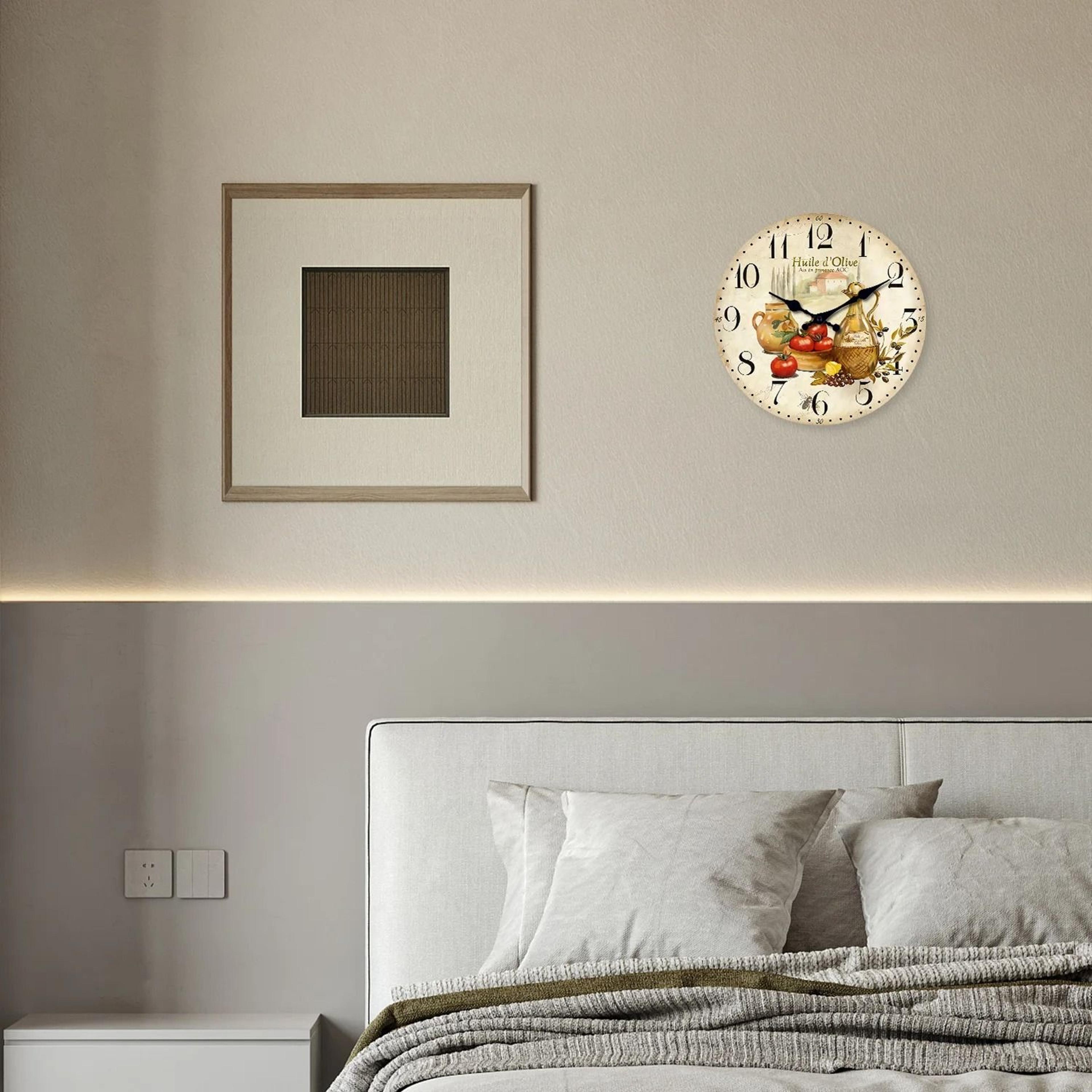 vintage wooden wall clock rustic kitchen decor silent quartz design