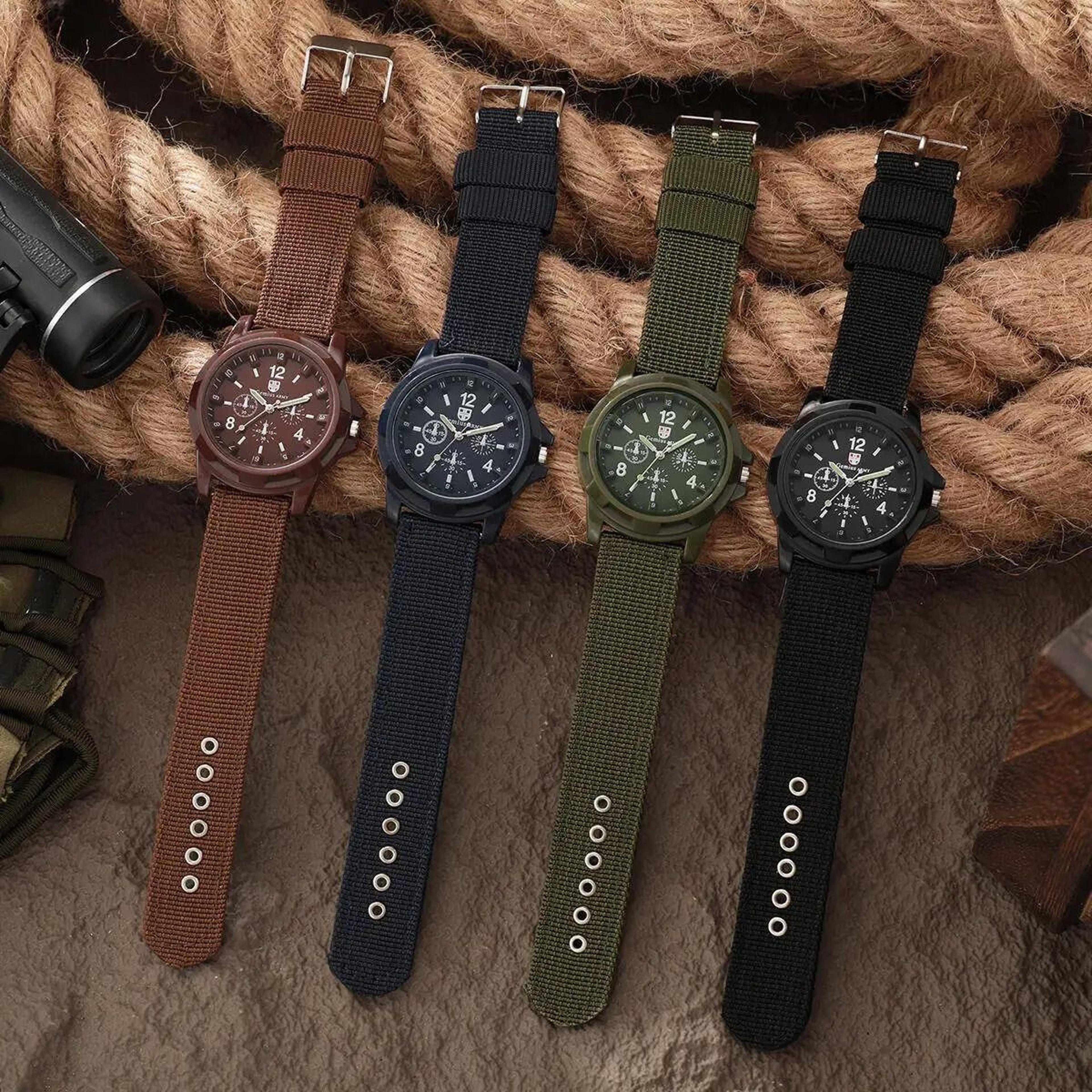 mens military watch nylon strap sport quartz casual outdoor wrist watch