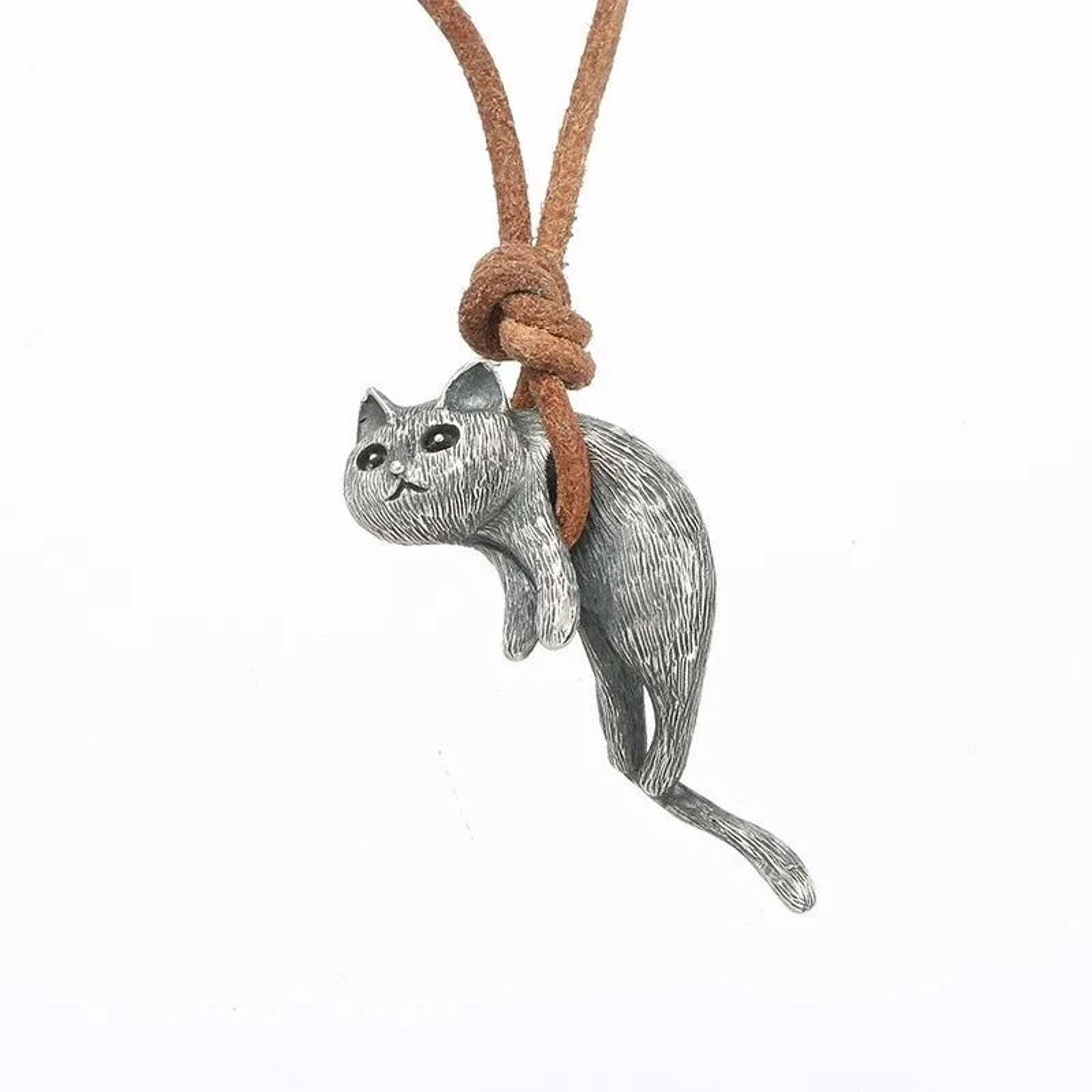 cat pendant necklace couple necklace set cat lover jewelry matching necklace