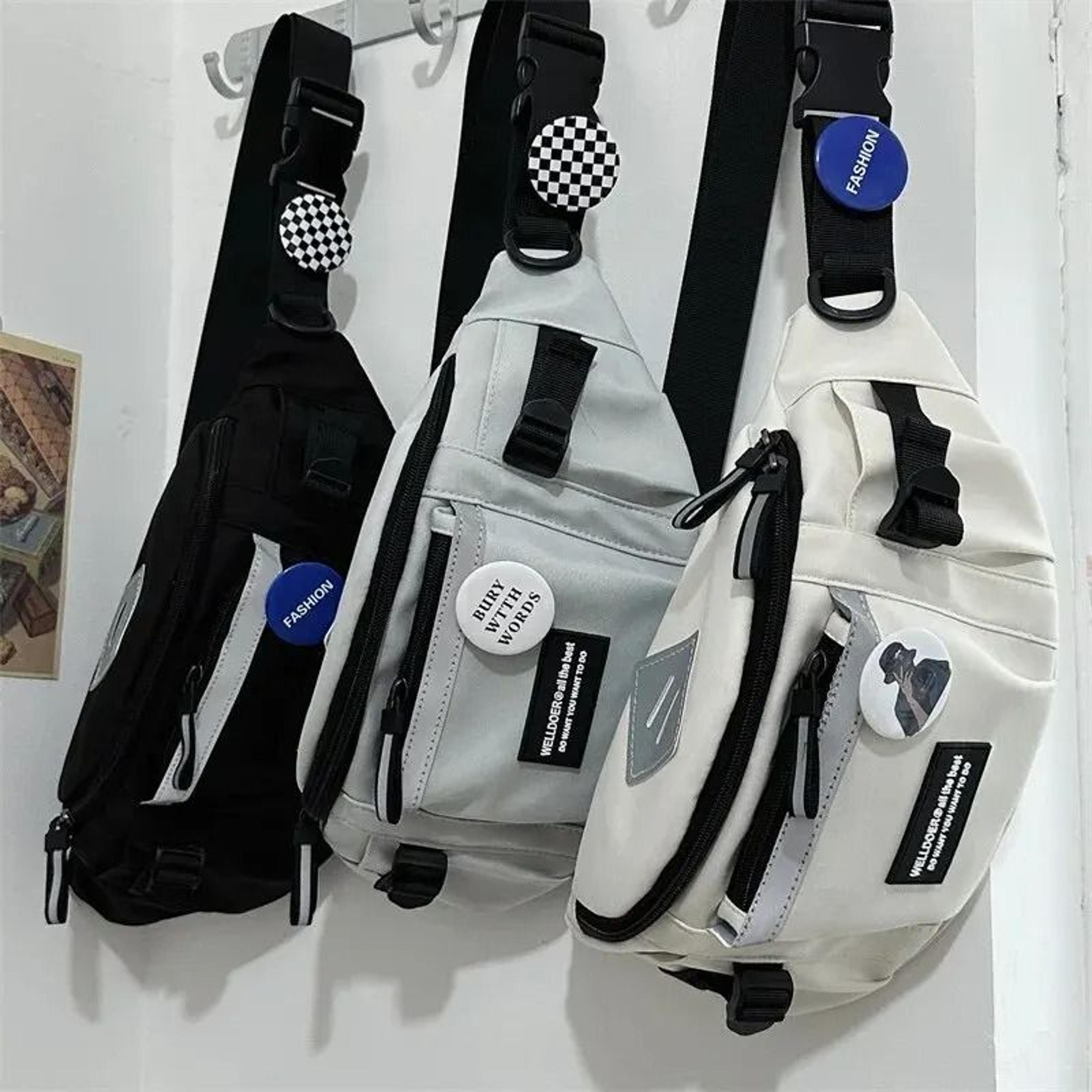 reflective chest bag harajuku crossbody streetwear unisex sling bag