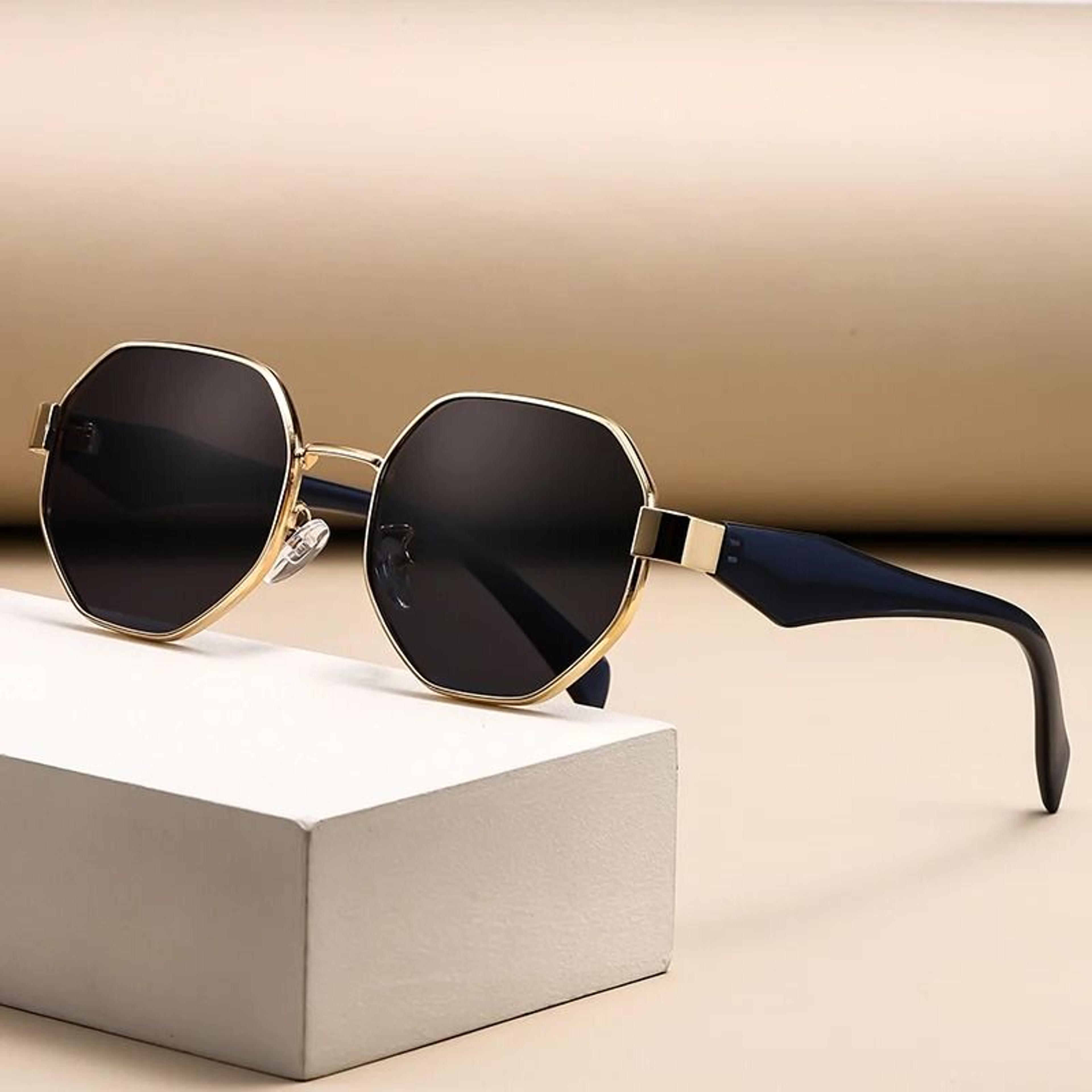 polygon sunglasses retro metal frame uv400 designer unisex shades