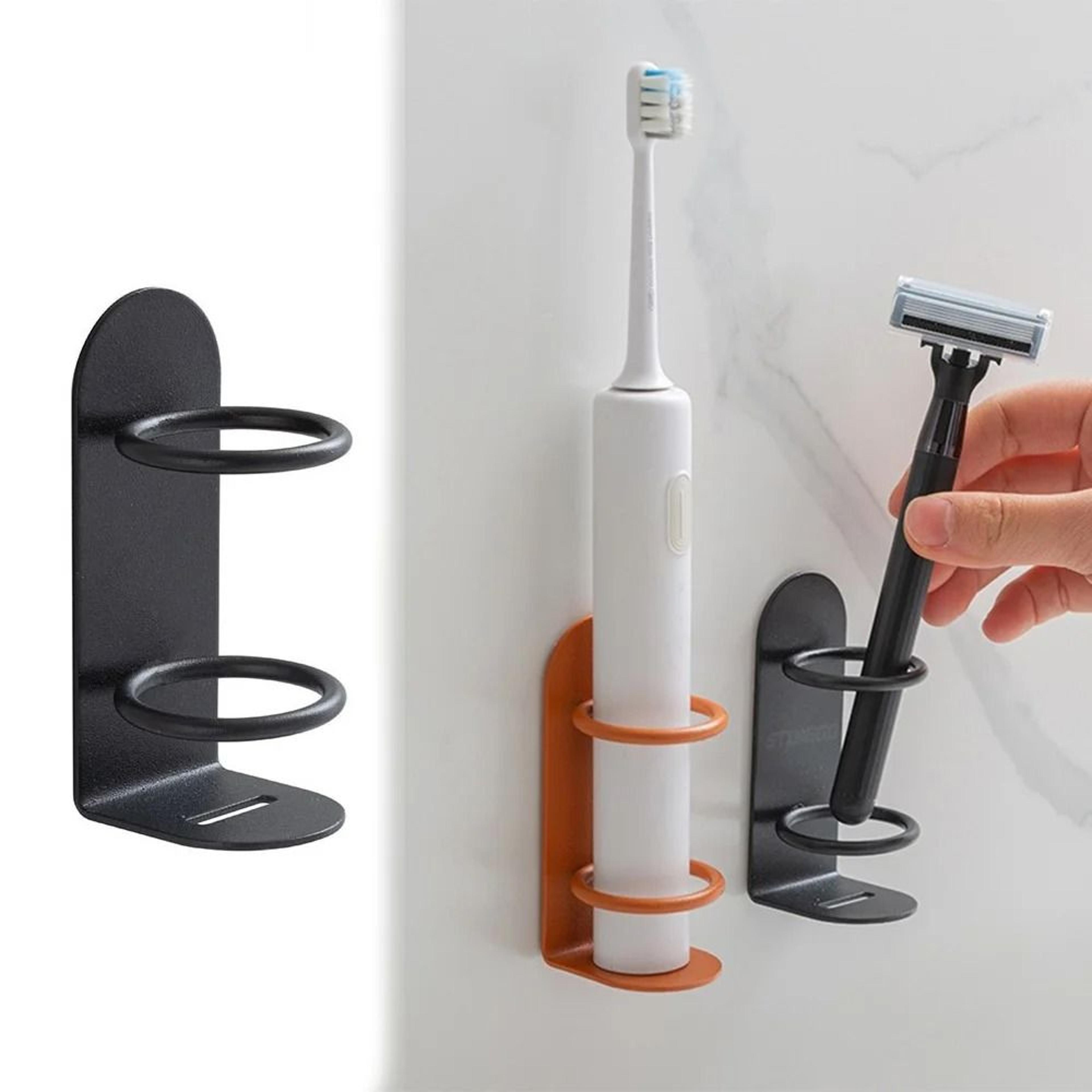 wall mounted toothbrush holder organizer with razor storage shelf no drill