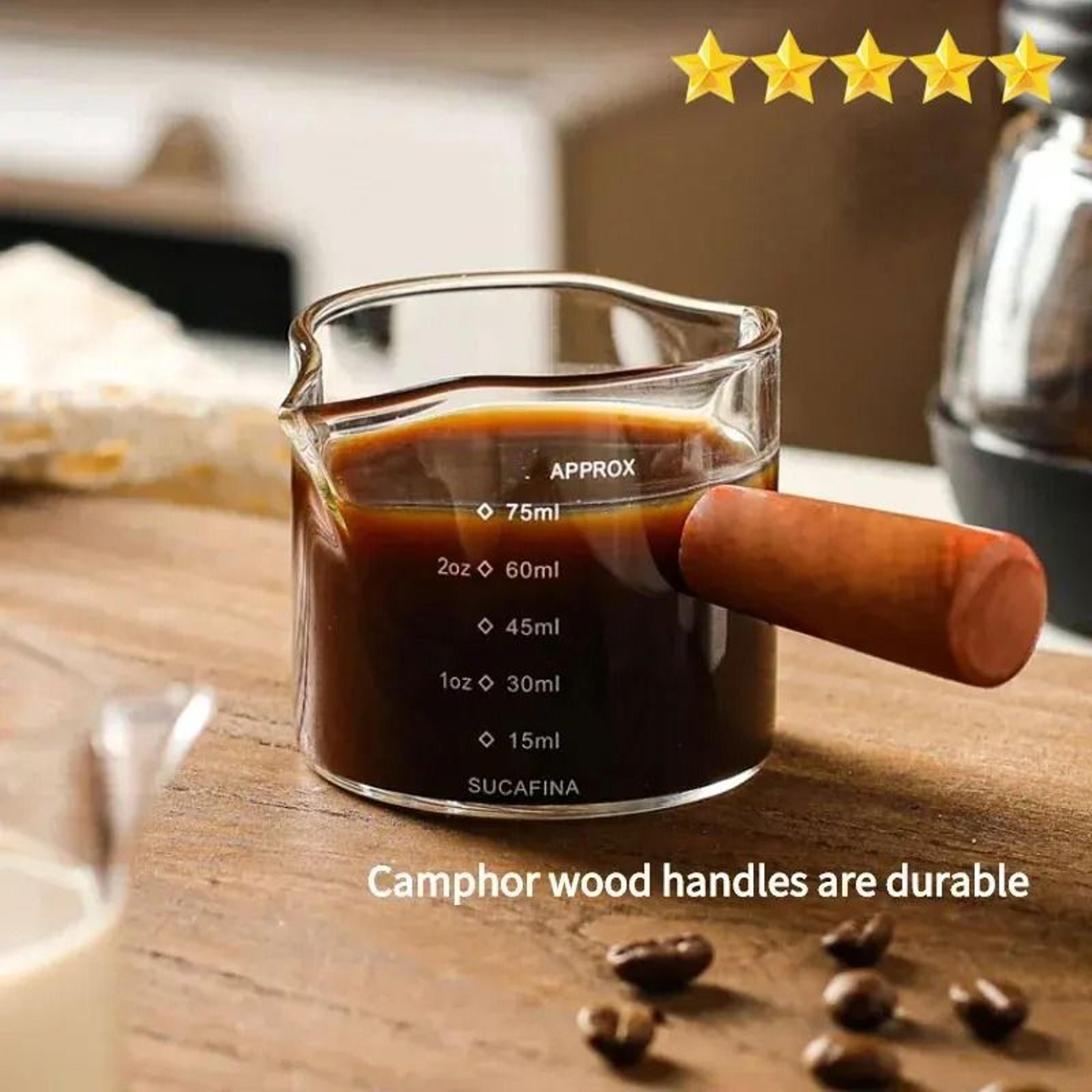 espresso measuring cup glass scale shot cup with dual spout and handle