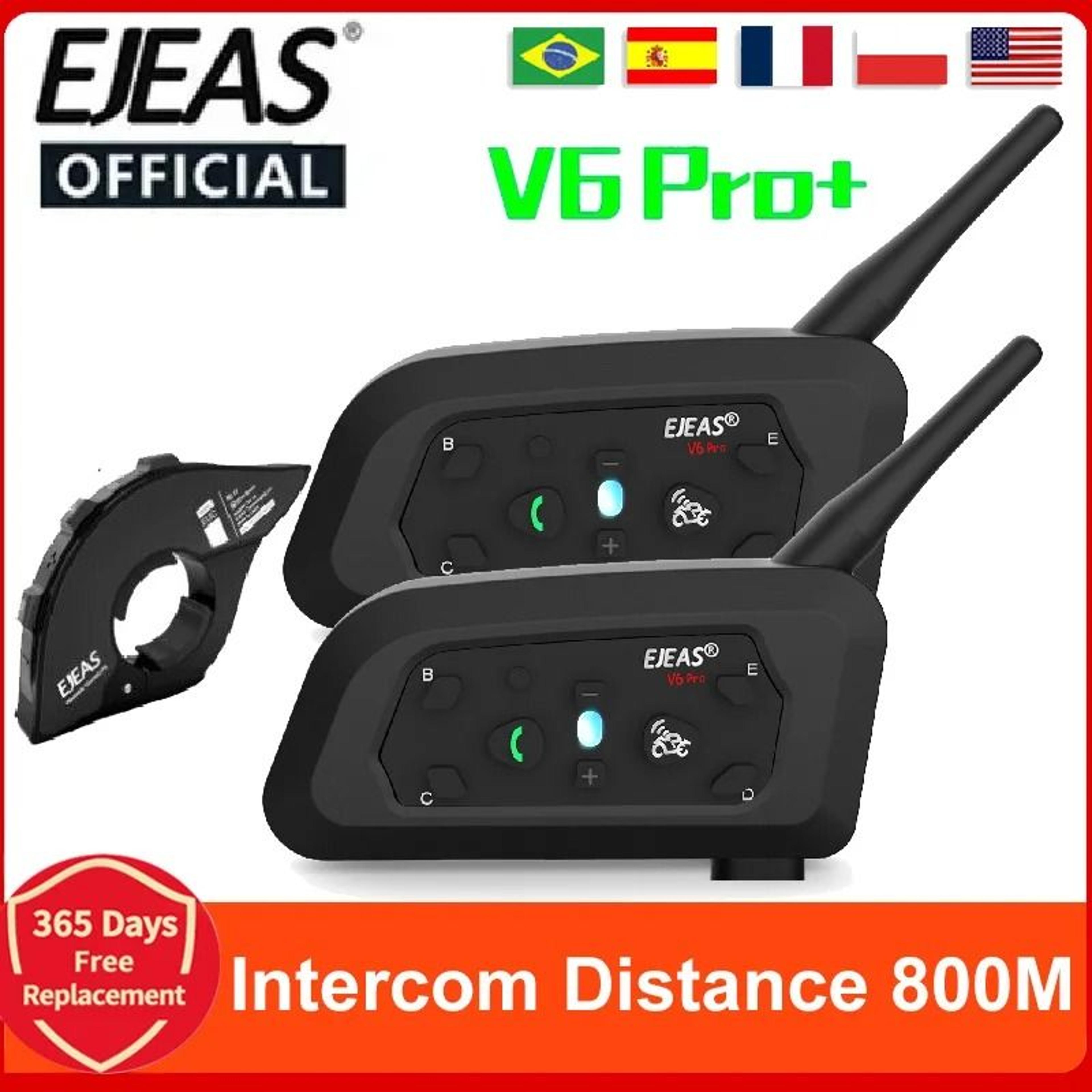 ejeas v6 pro plus motorcycle helmet intercom bluetooth communication system for 6 riders