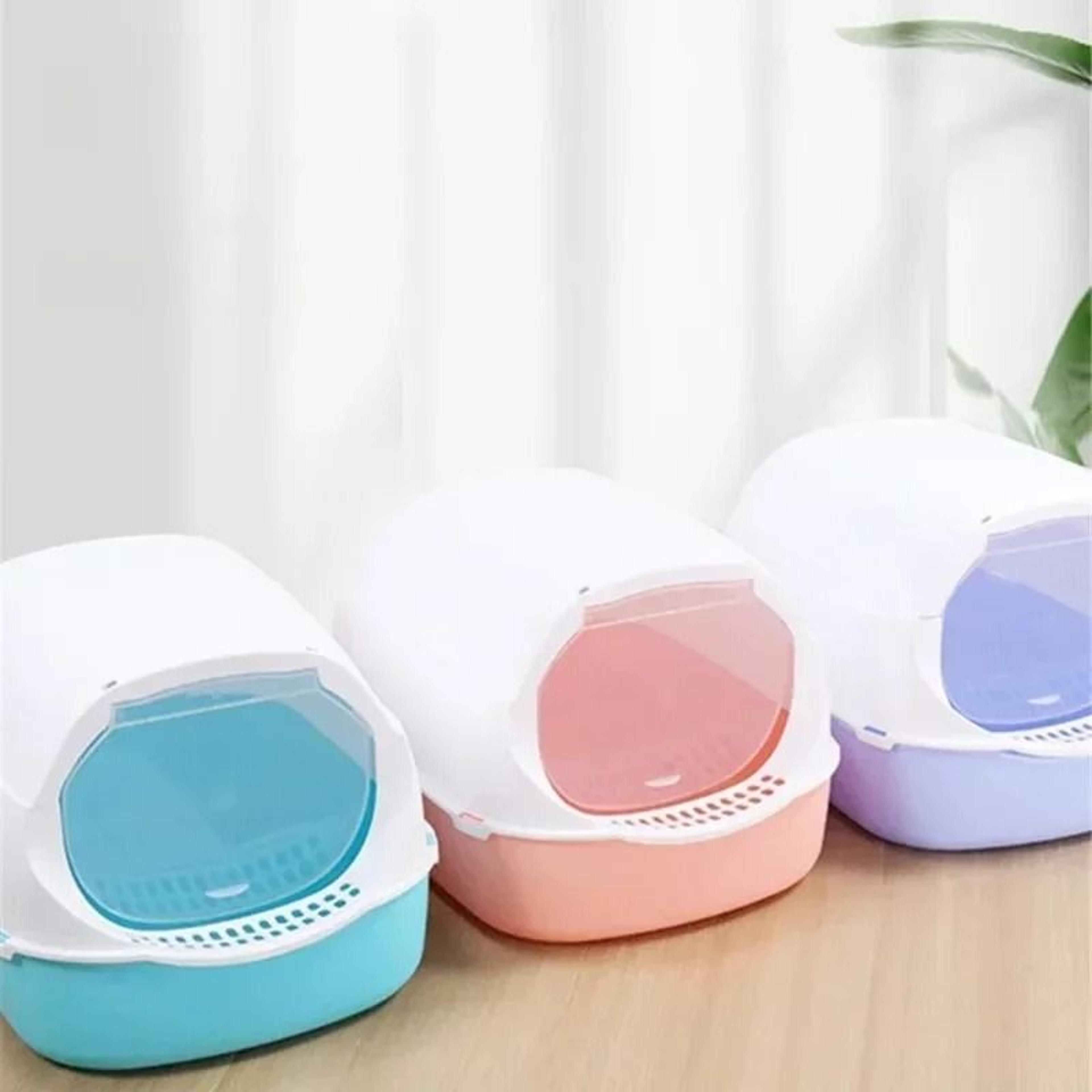 semi enclosed cat litter box splash proof cat toilet easy clean kitten litter tray