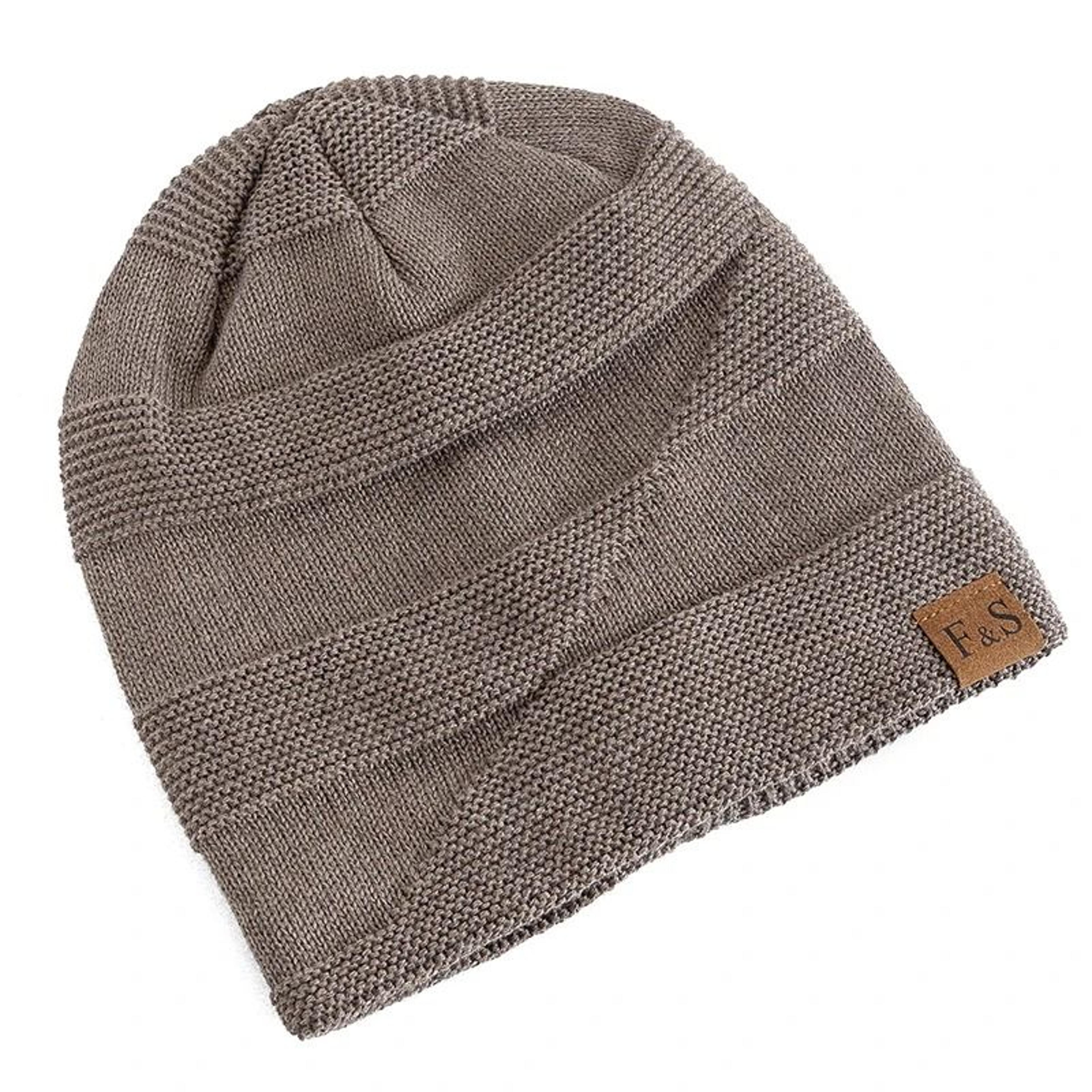 unisex slouchy knit winter beanie hat with fur lined warm interior