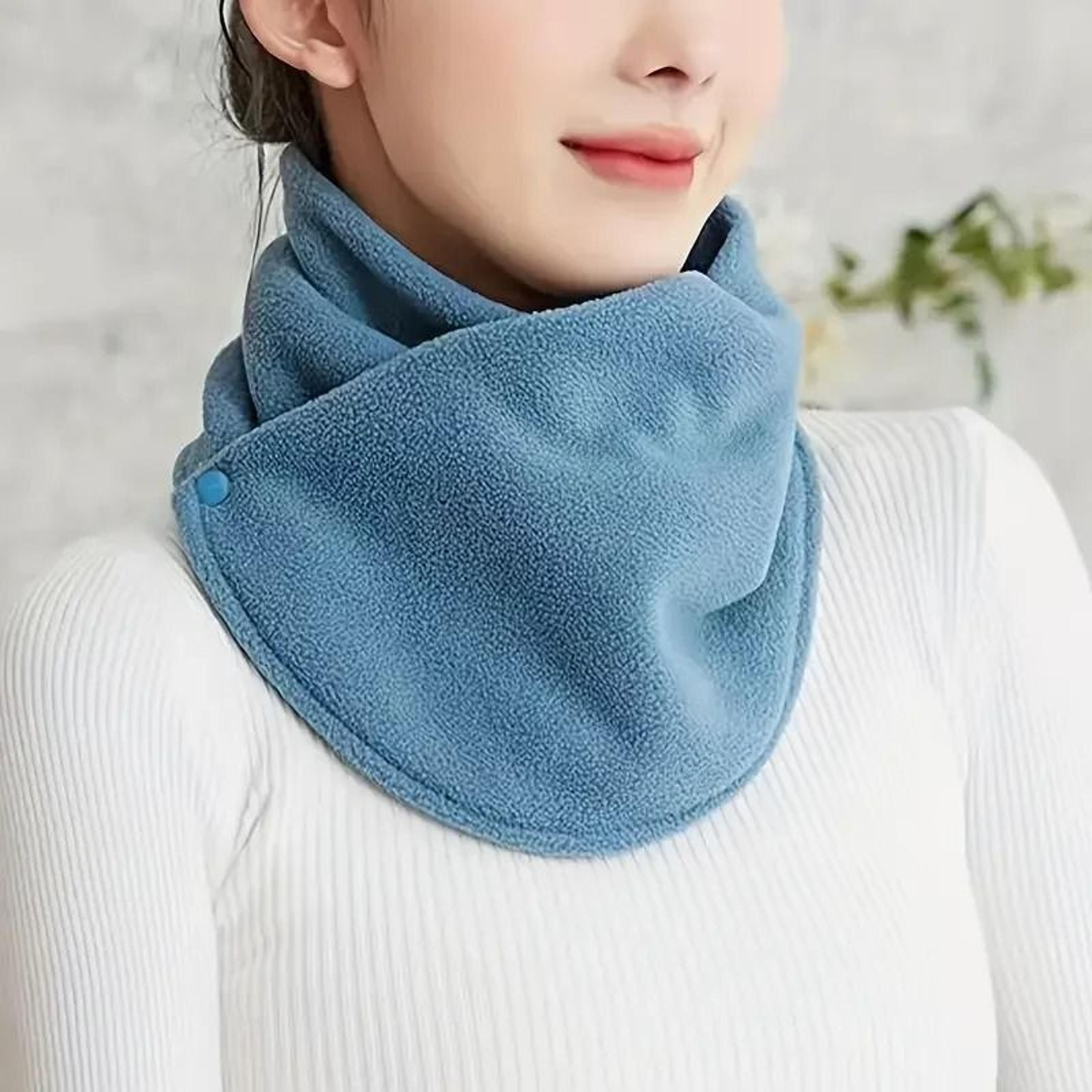 velvet thermal neck warmer snap button winter windproof scarf