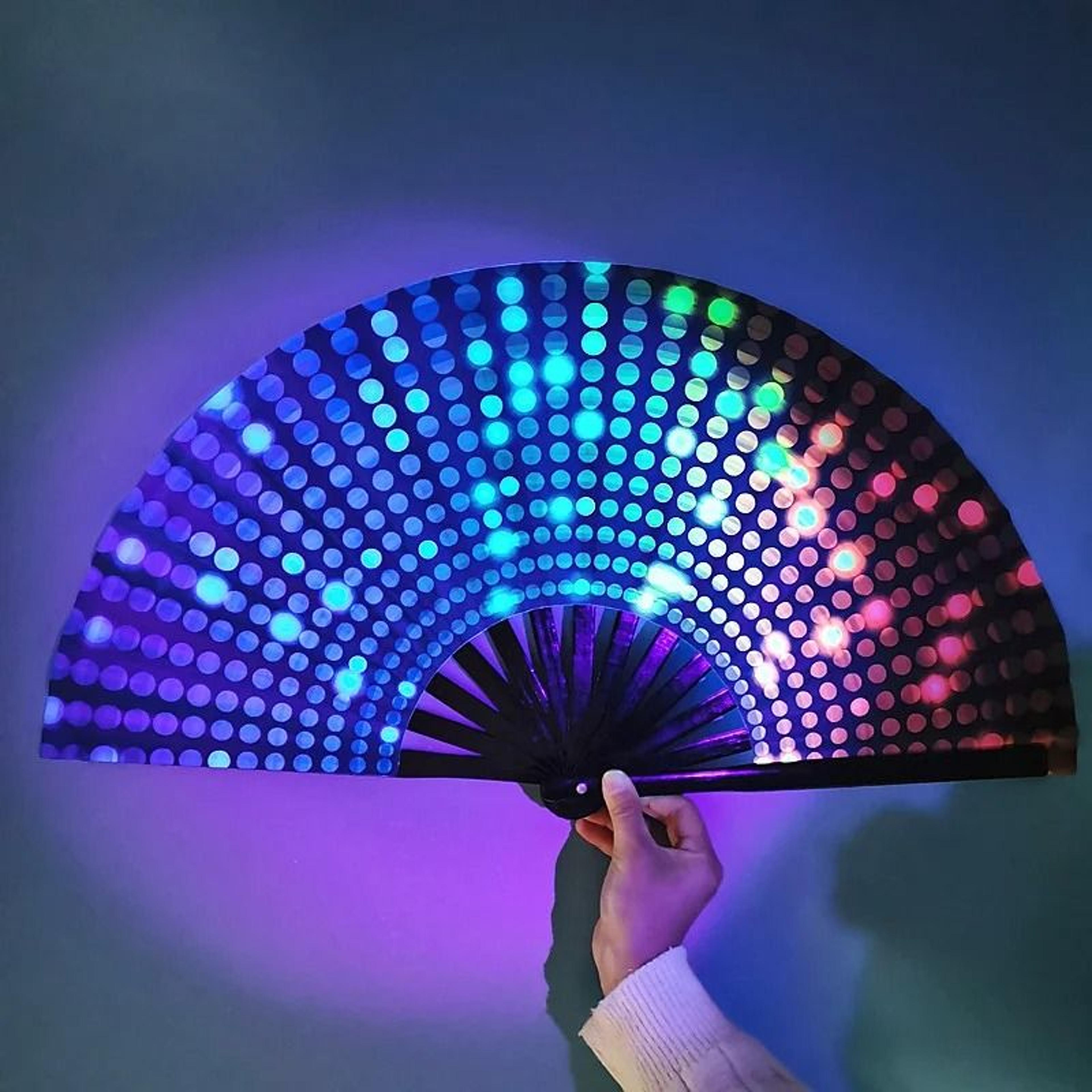 fluorescent folding hand fan vibrant glow dance fan for parties and performances