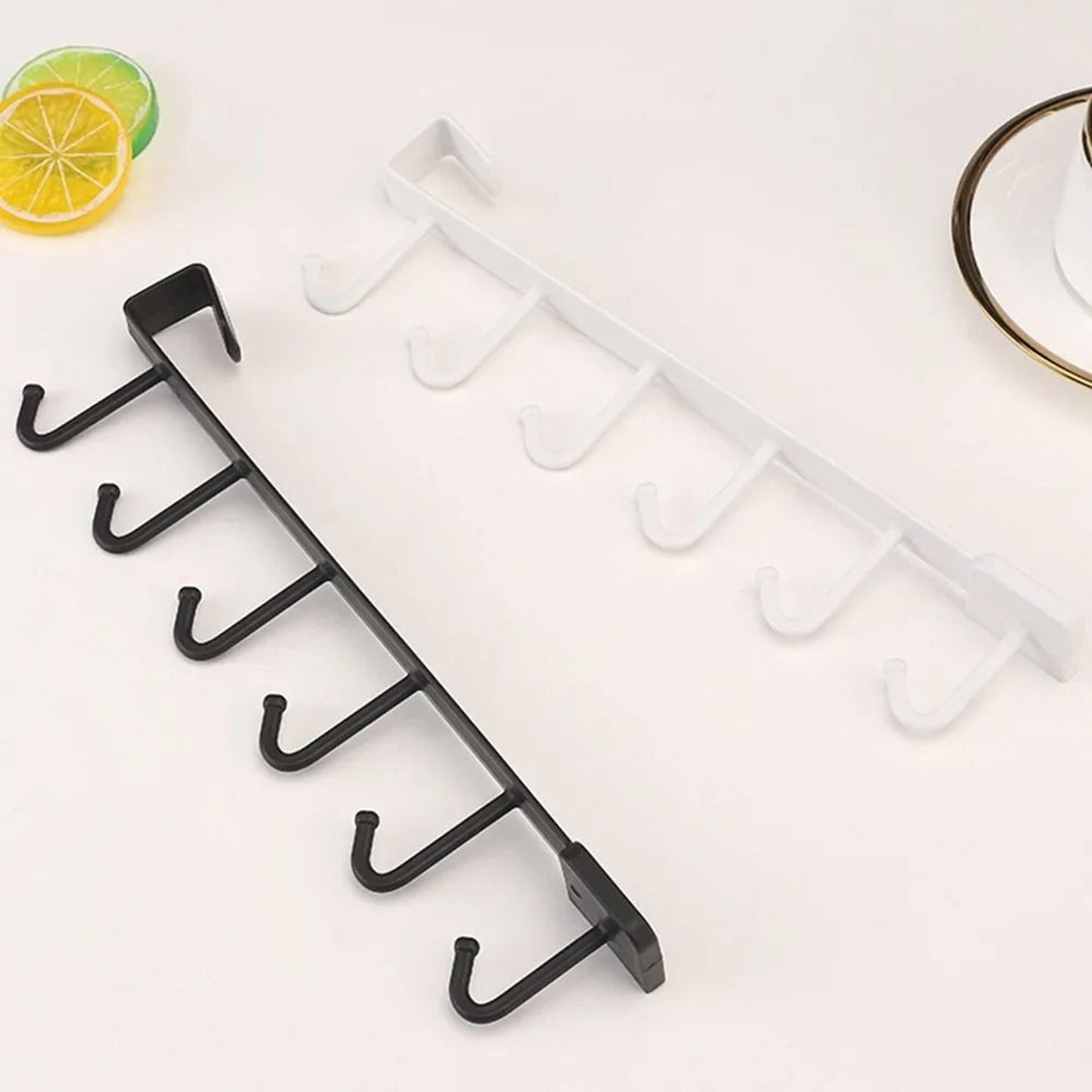 6 hook under cabinet coffee cup holder rack space saving hanging mug organizer