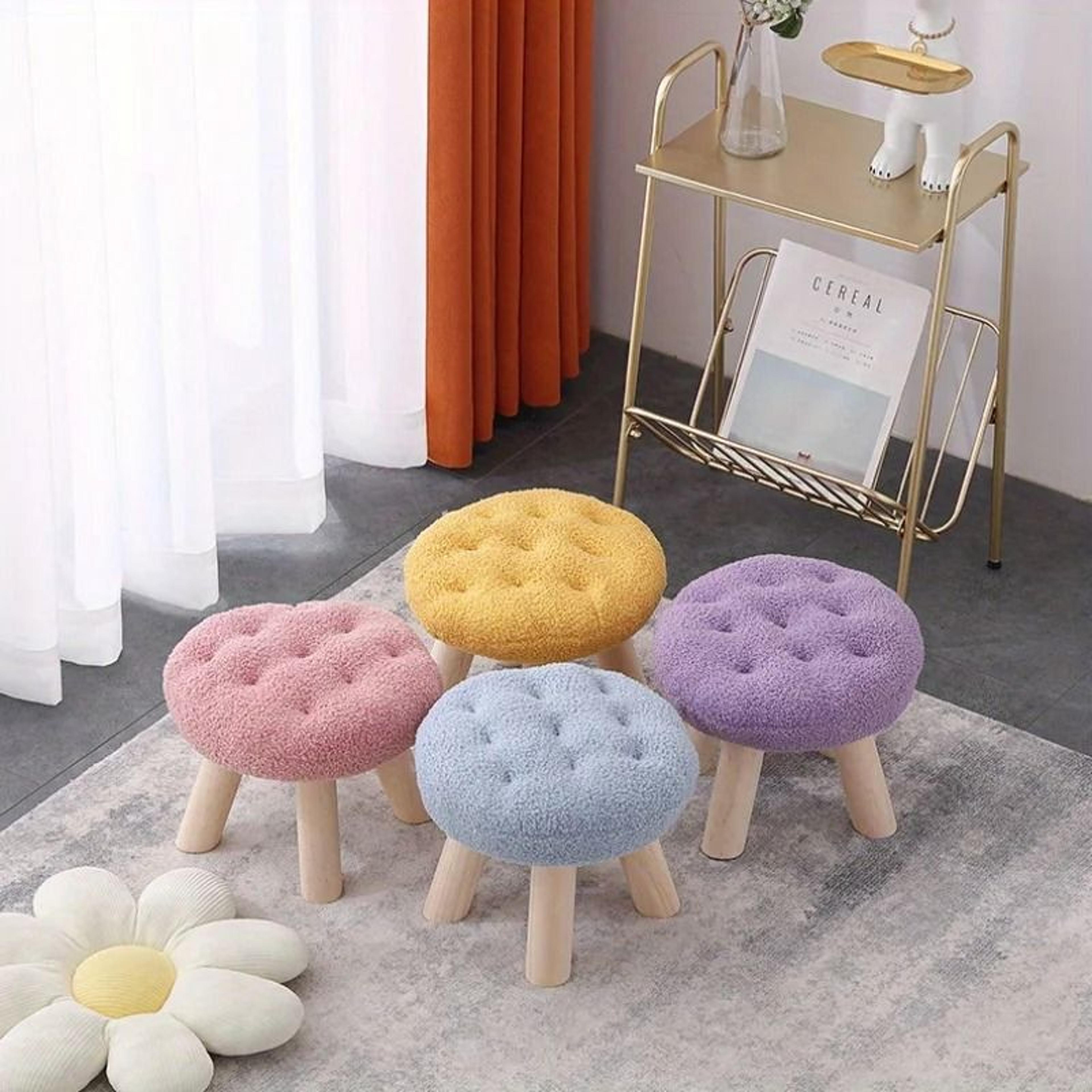 round upholstered footstool small decorative ottoman shoe changing stool for living room