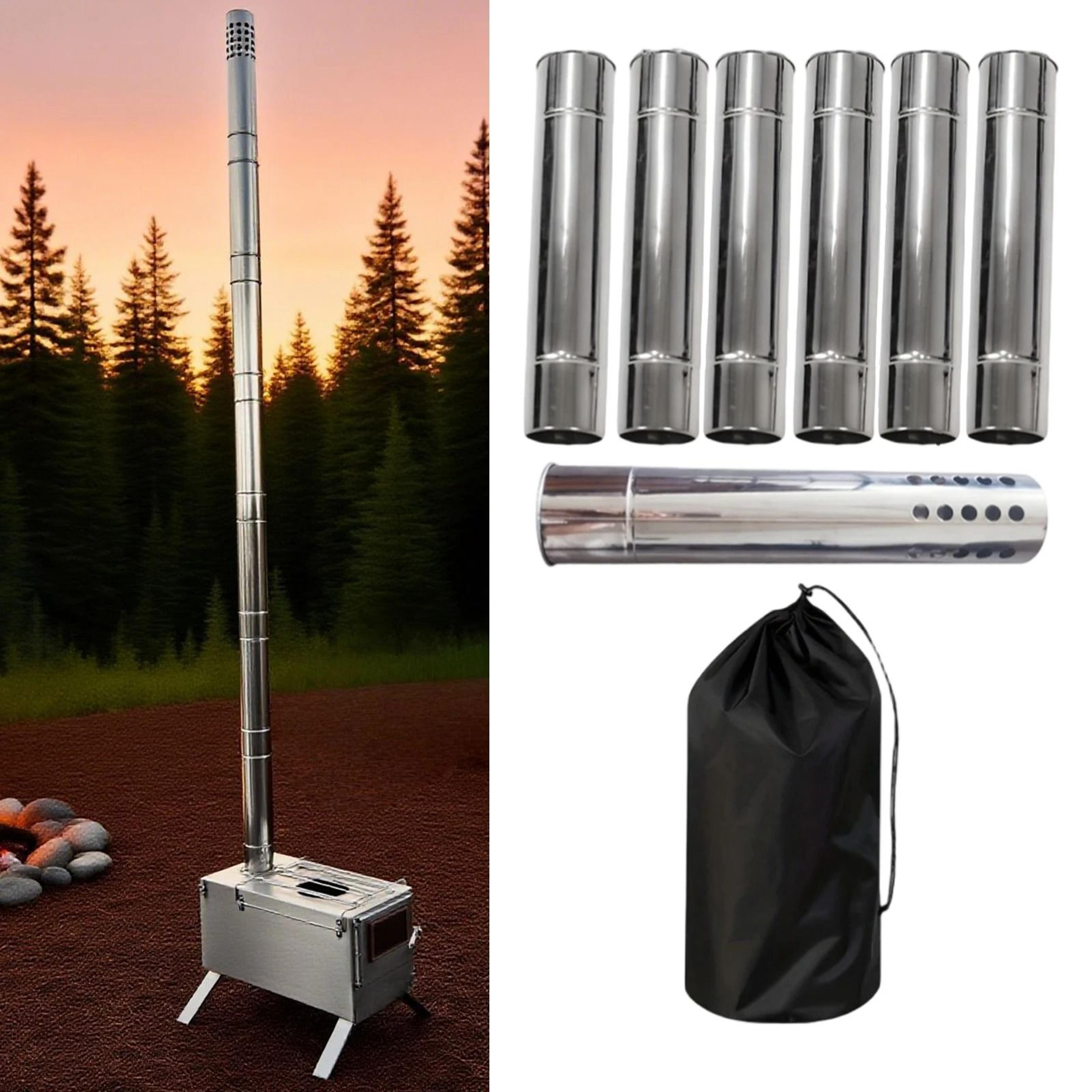 stainless steel stove pipe extension kit wood stove flue chimney pipe set 6pcs