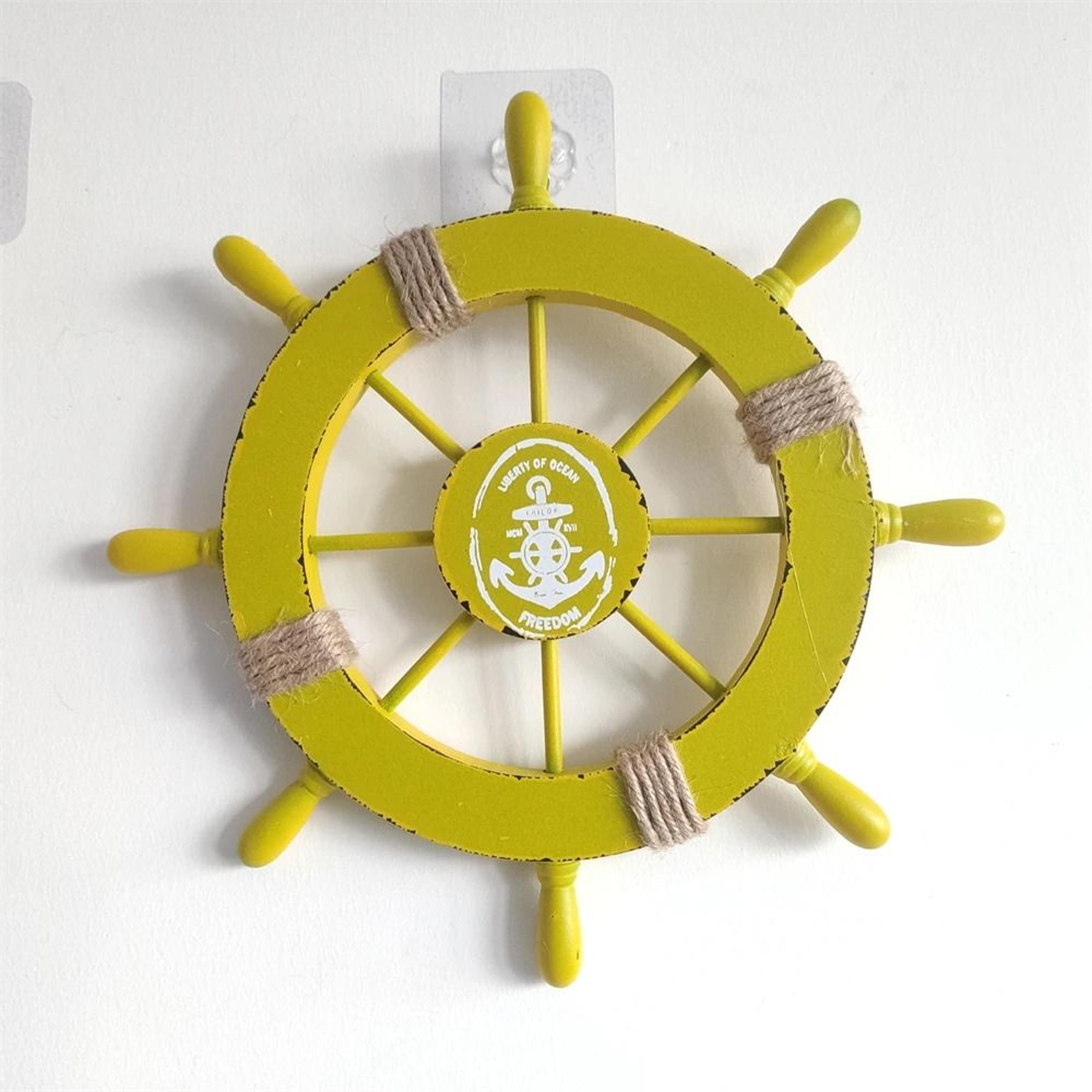 vintage nautical ship wheel decor wooden boat helm wall decoration