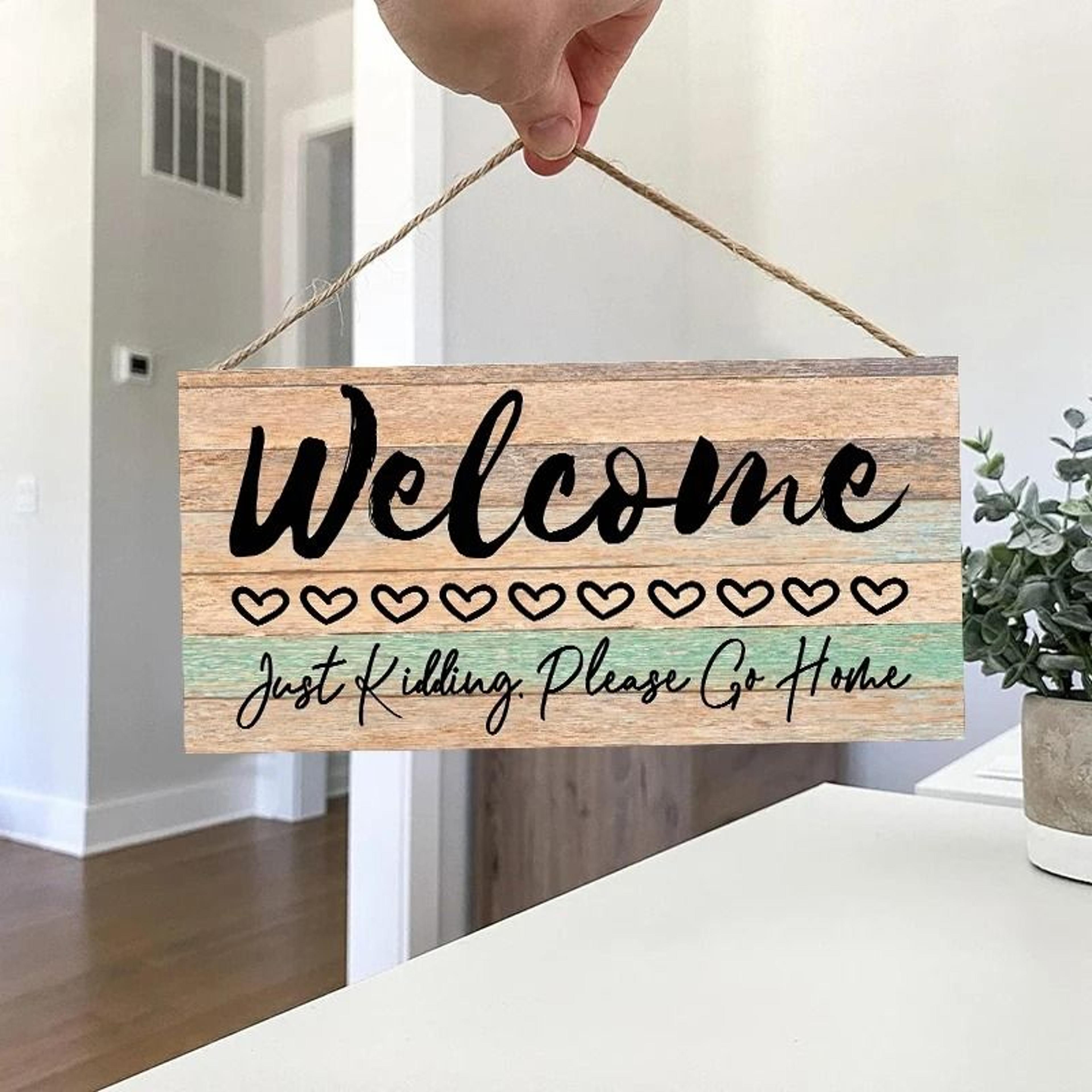 rustic welcome wooden wall hanging sign farmhouse door decor