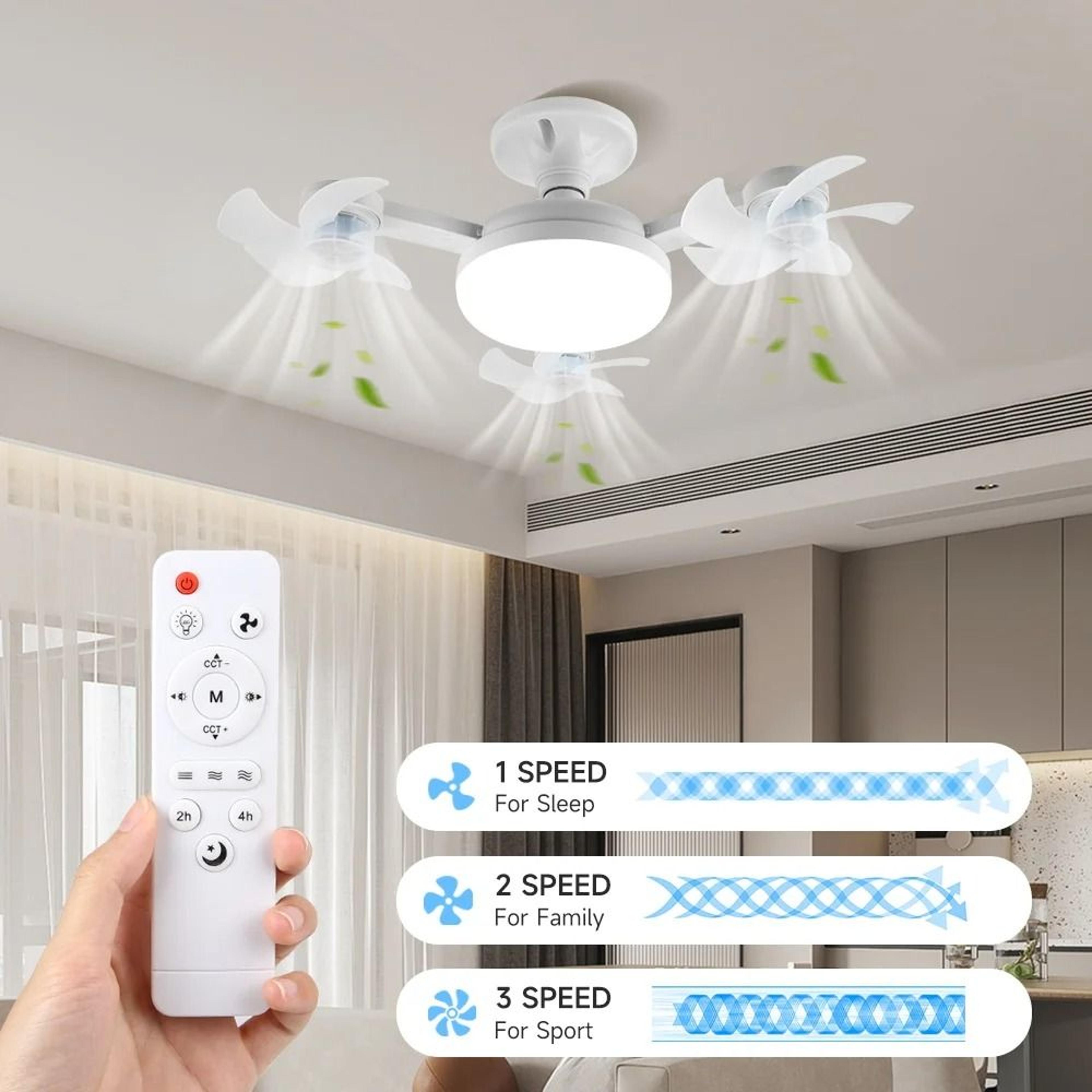 modern led ceiling fan with light remote control 3 speed adjustable