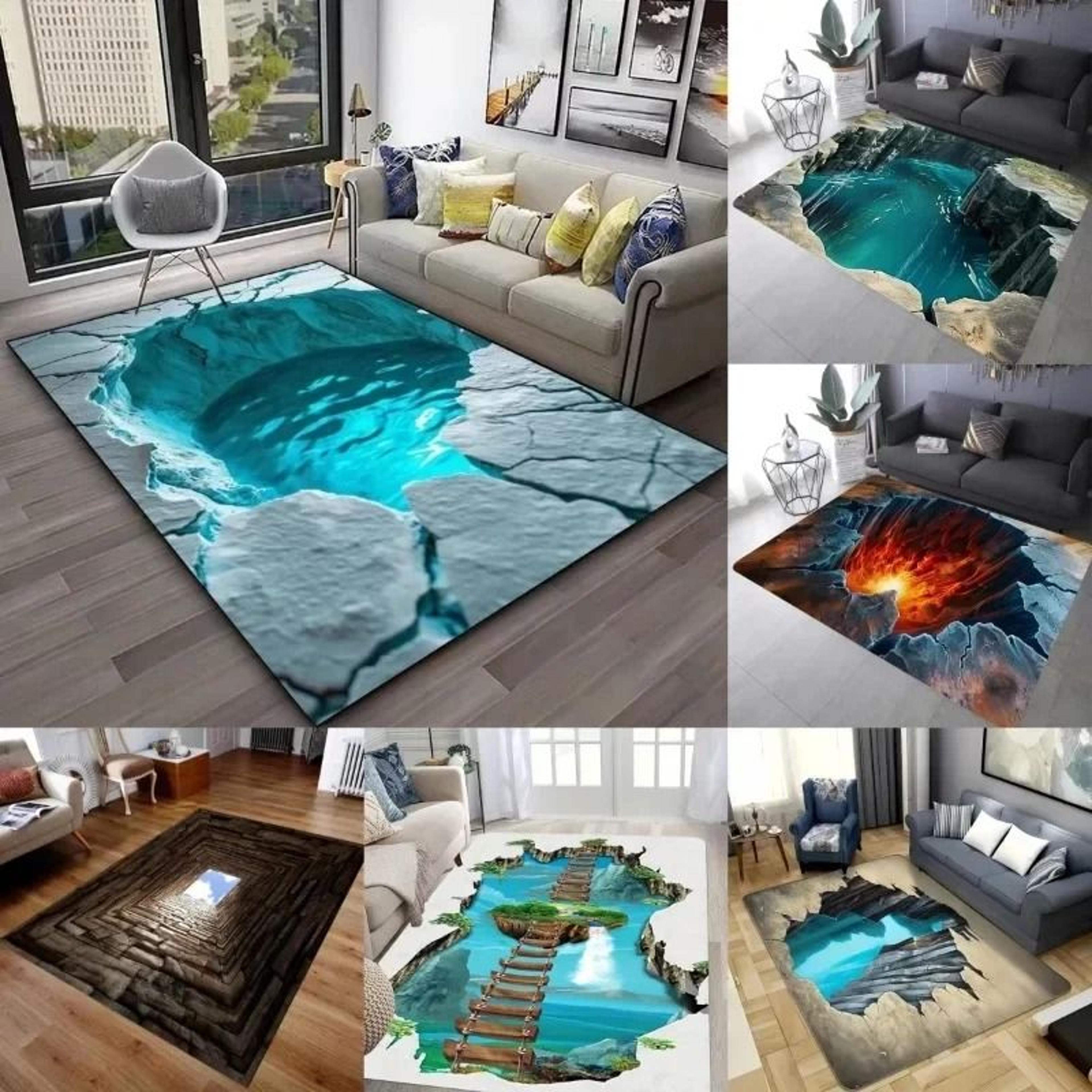 3d ocean desert crack rug non slip washable beach style carpet