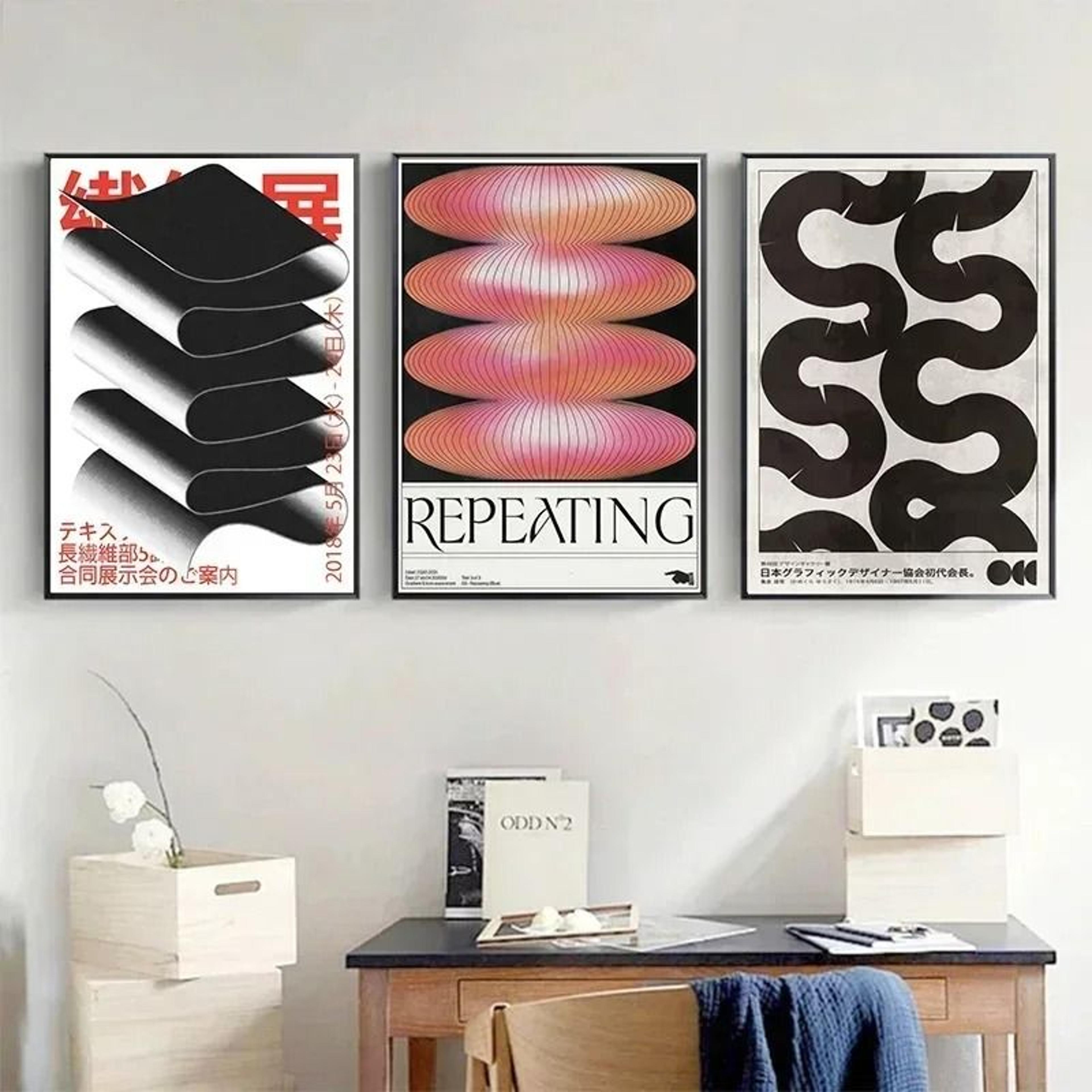japanese vintage blue wave canvas wall art print for living room bedroom decor