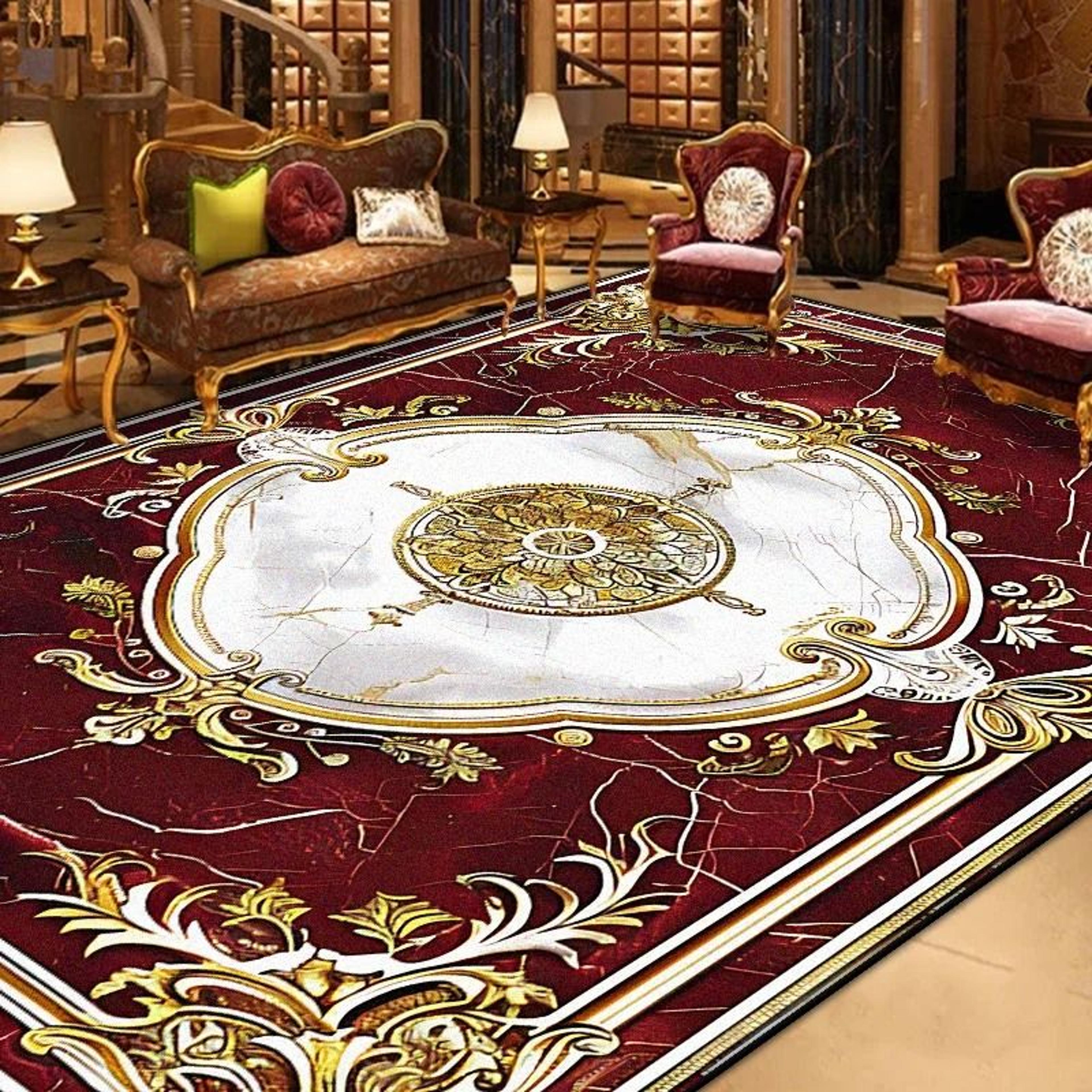 retro european large area rug non slip living room carpet elegant floor decor
