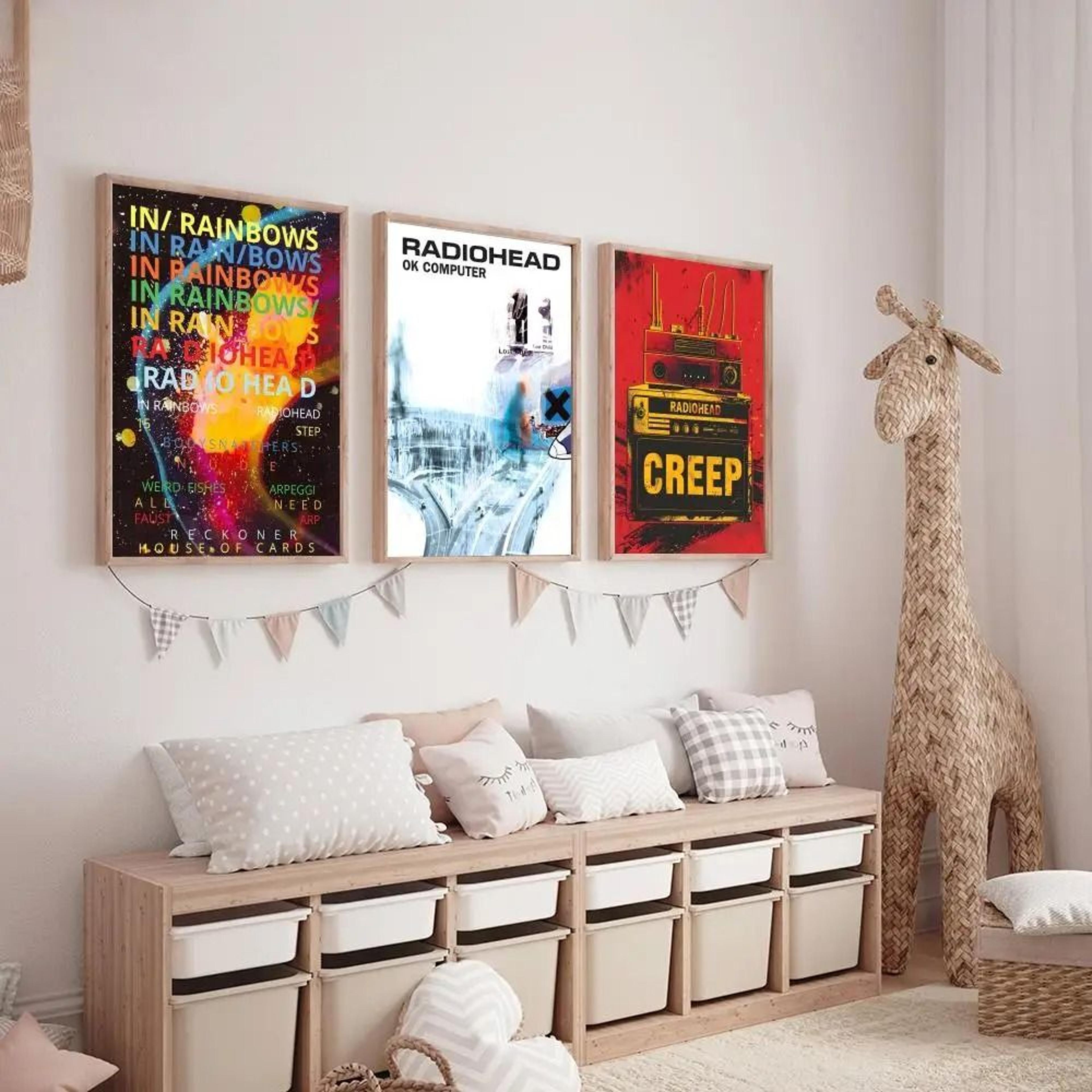 radiohead rainbow canvas poster aesthetic band wall art for room decor