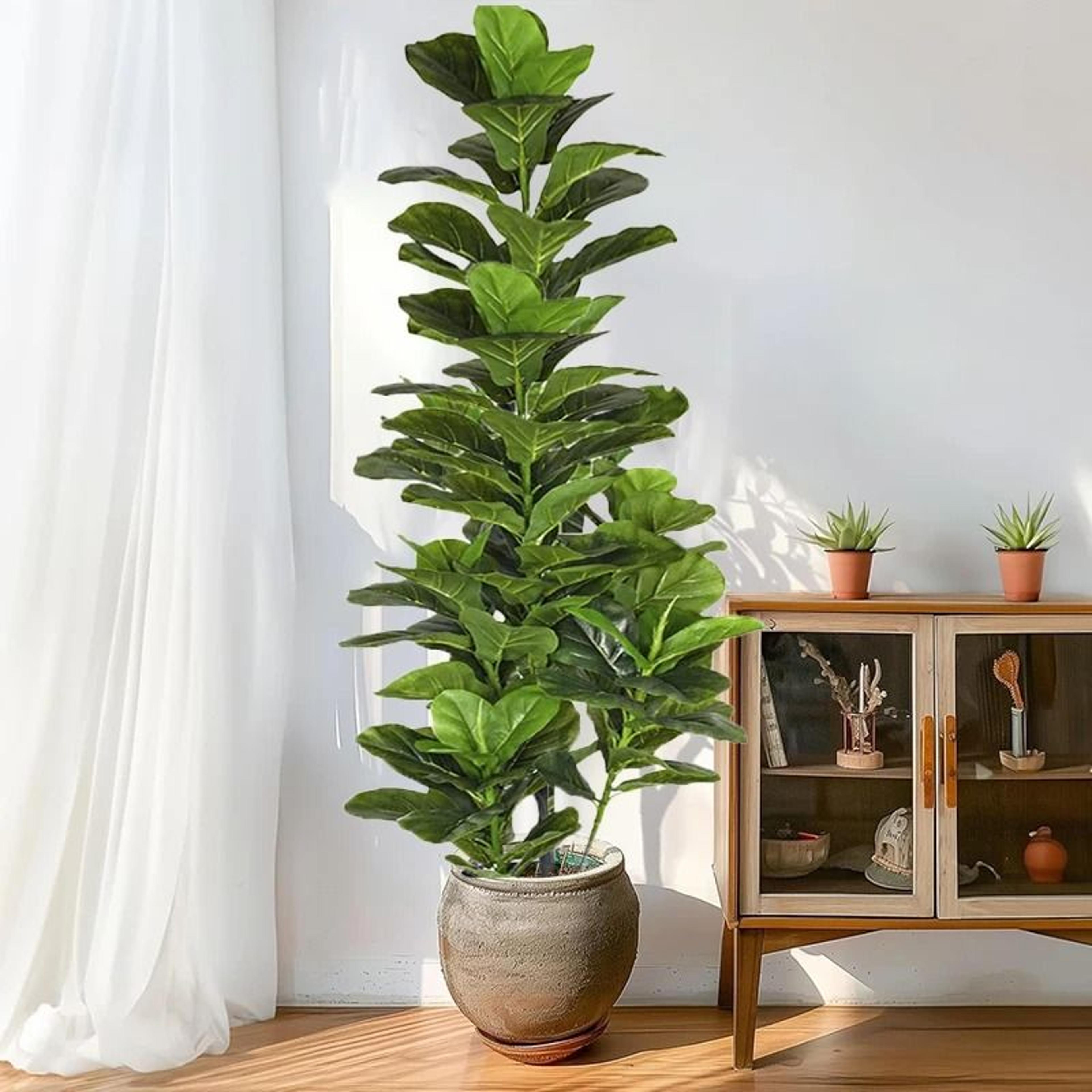 artificial fiddle leaf fig tree large faux tropical plant indoor home decor