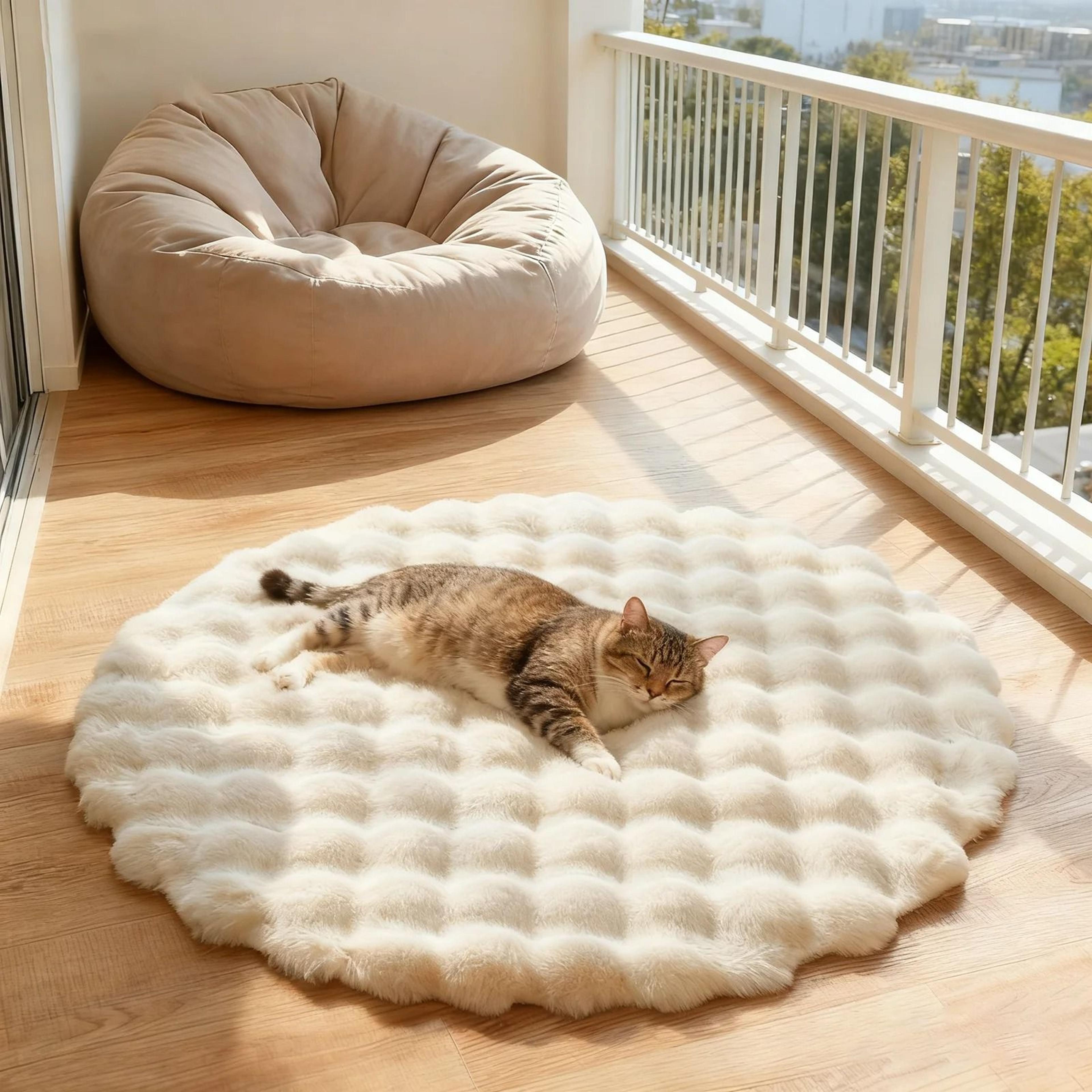fluffy round rug faux fur carpet soft plush kids play mat