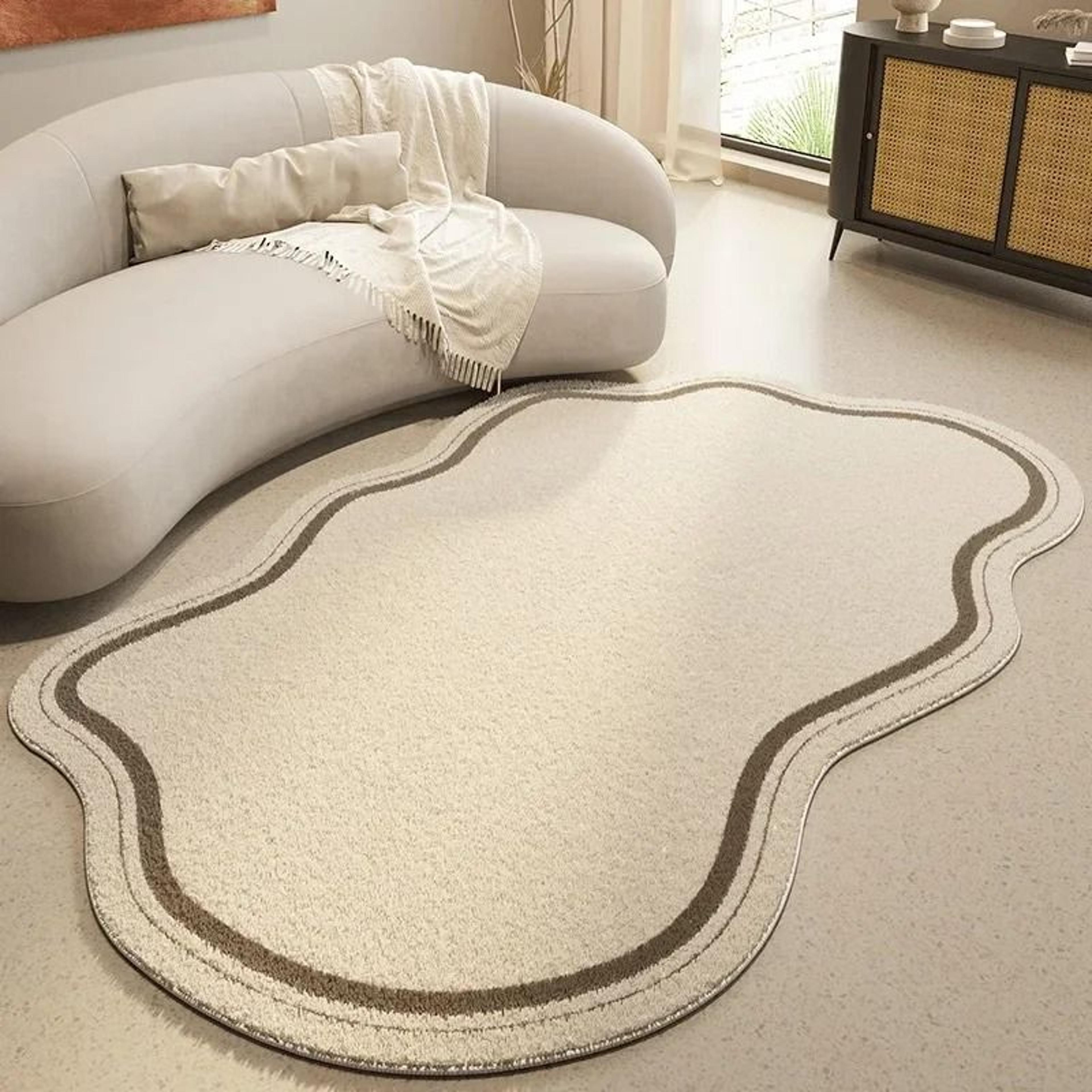 cream irregular area rug soft minimalist non slip carpet for bedroom and living room
