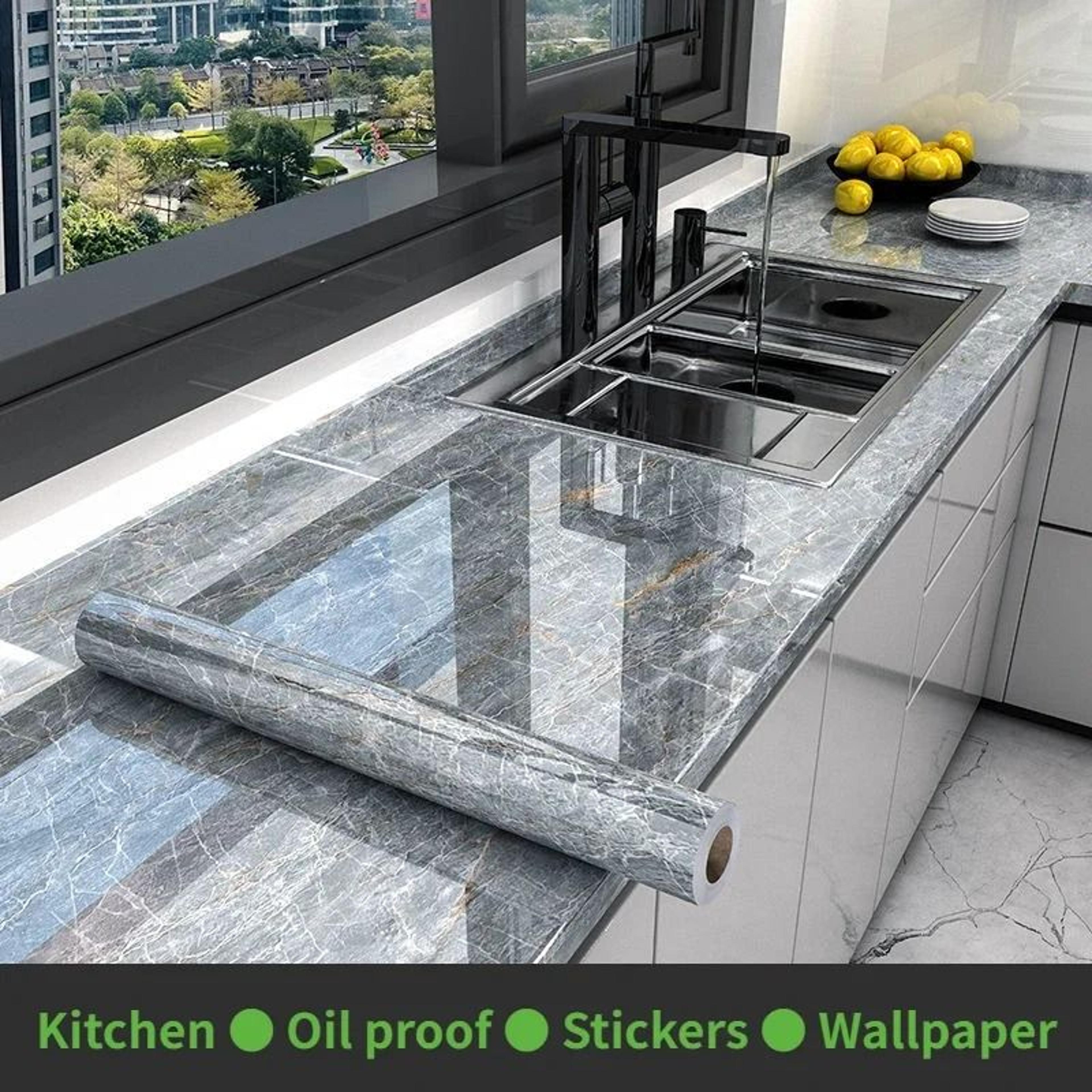 marble self adhesive wallpaper waterproof oil proof contact paper for kitchen countertops and walls