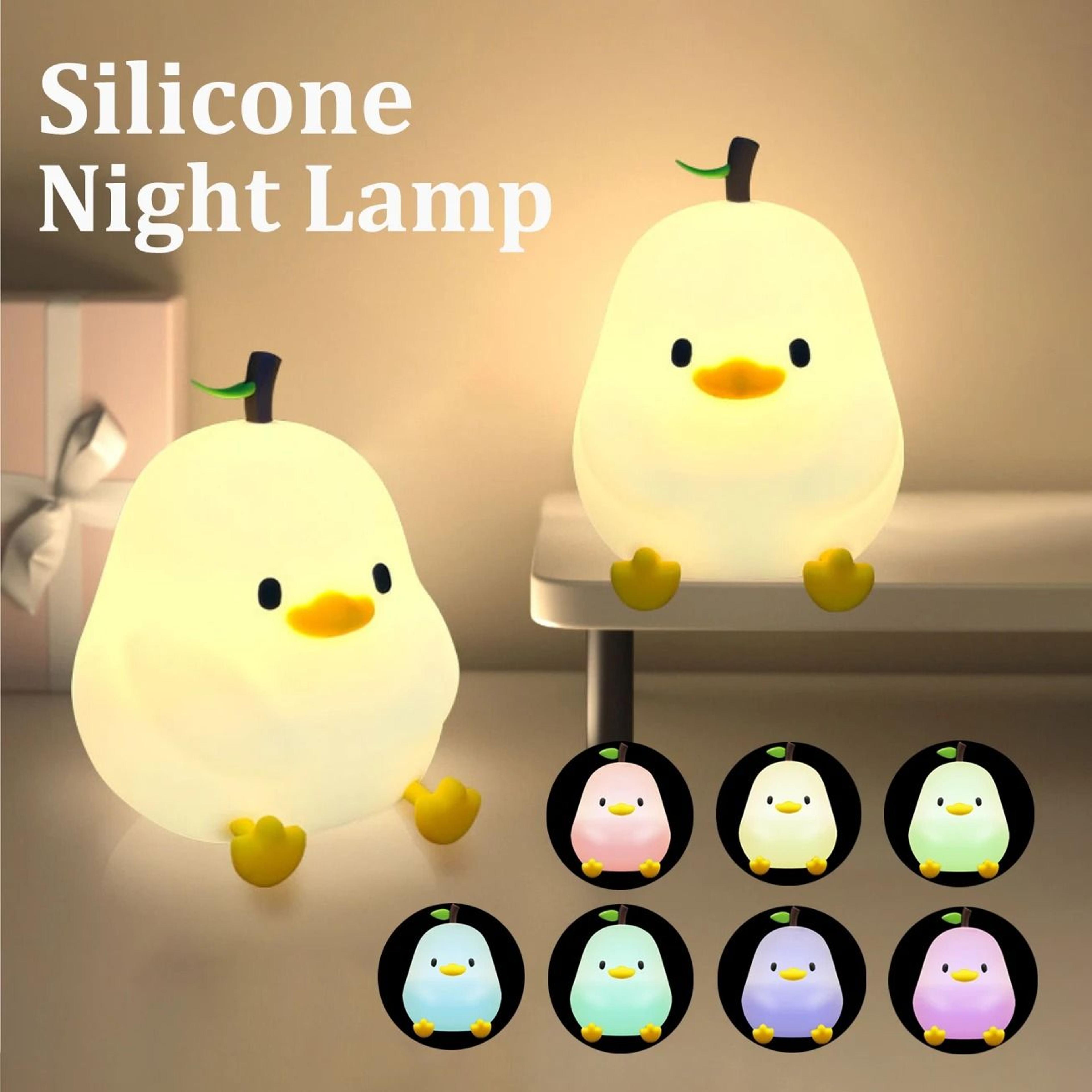 cute pear silicone night light touch control rechargeable kids bedside lamp
