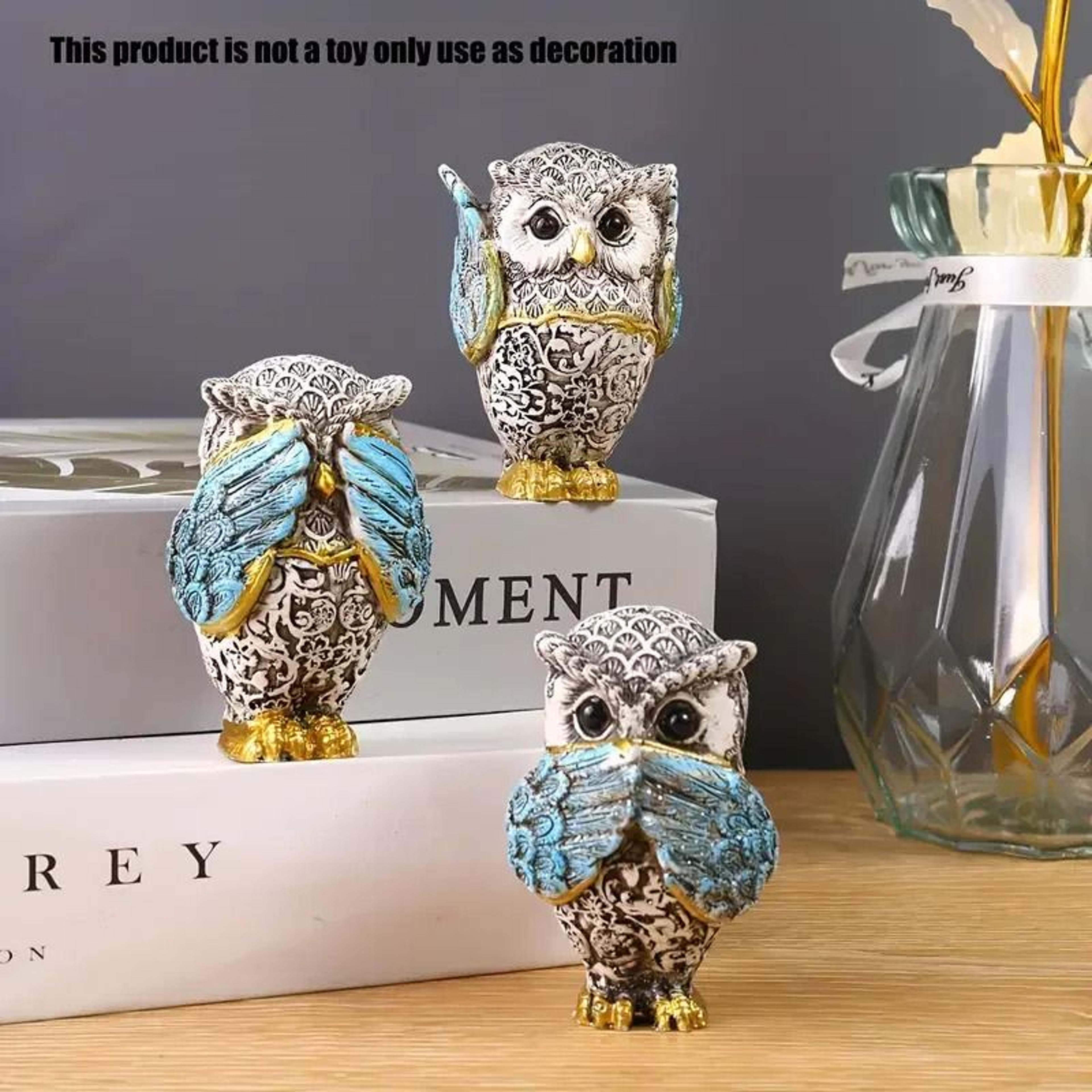 resin owl figurine set decorative animal home decor statues