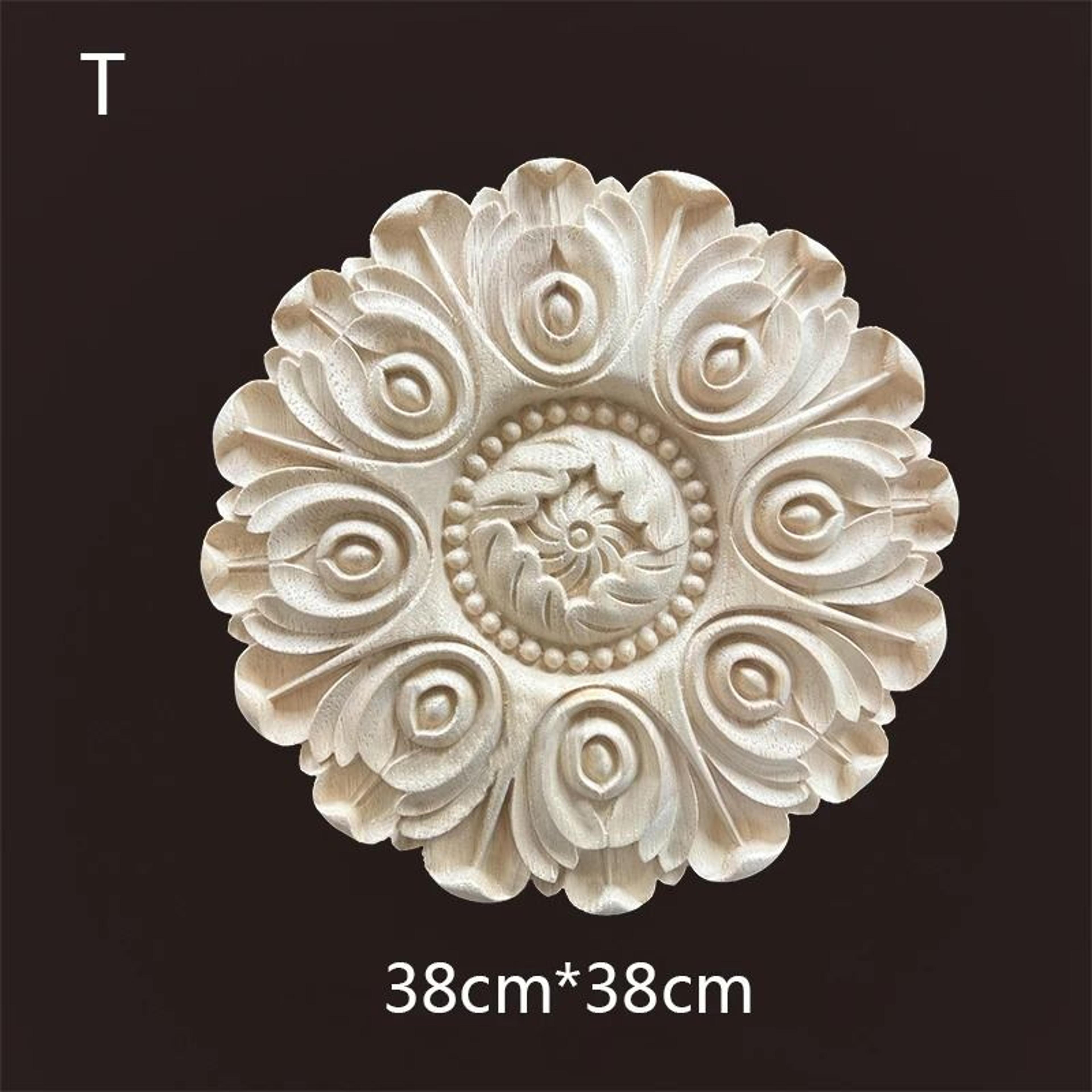 floral wood carved applique furniture onlay decorative trim