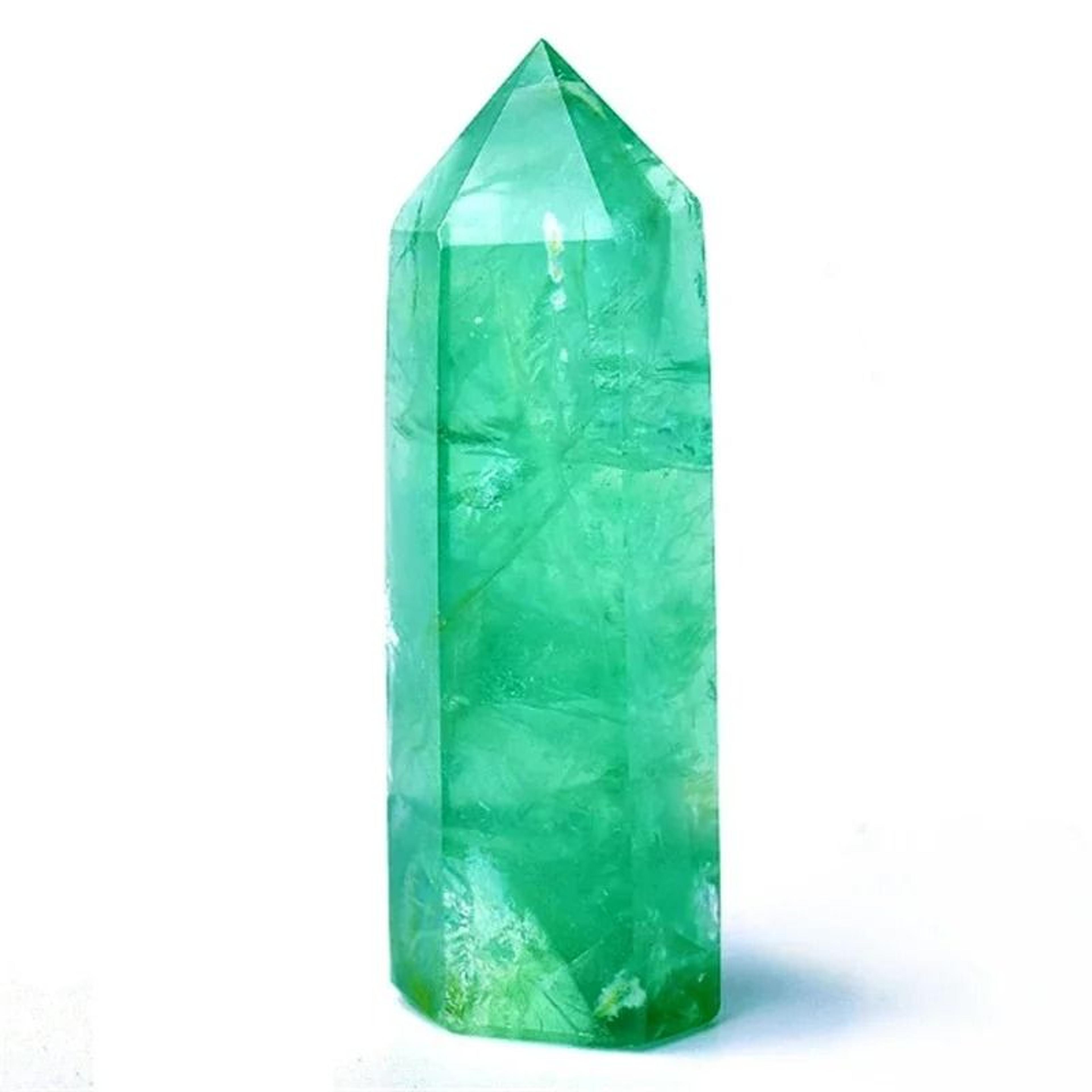natural fluorite crystal wand healing tower green obelisk decor