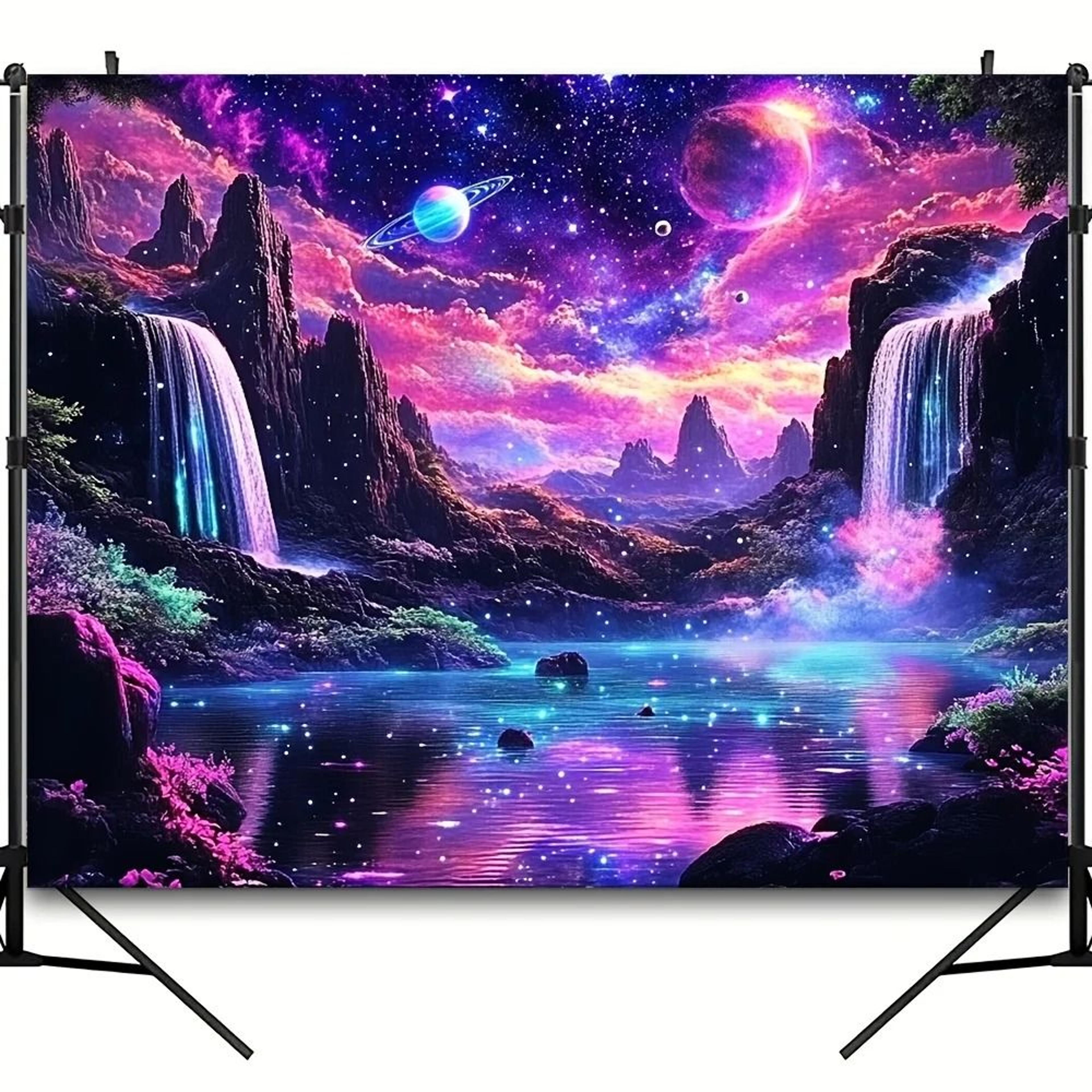starry sky tapestry fantasy galaxy waterfall wall decor cosmic room accent