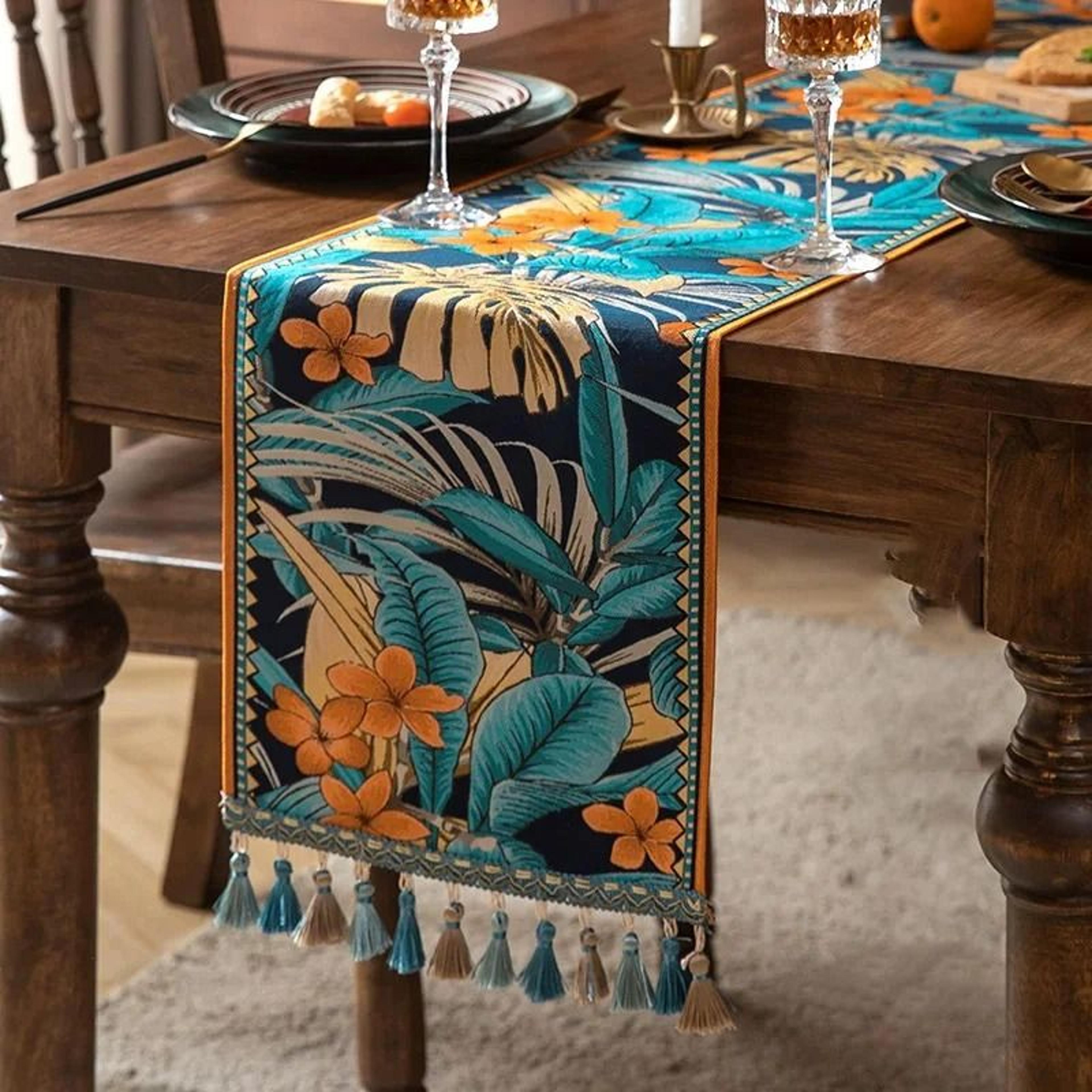 lemon table runner farmhouse floral decorative kitchen table decor