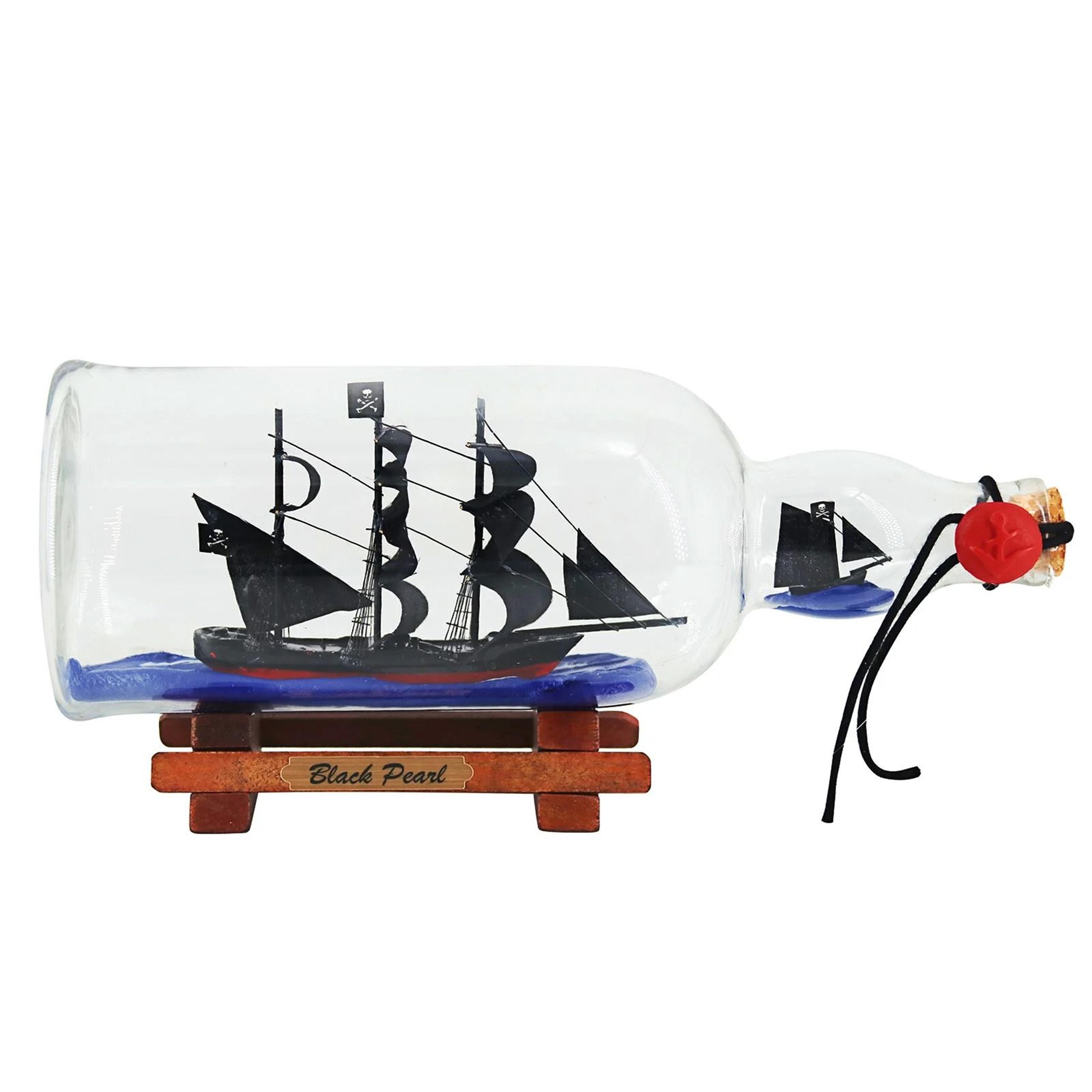 pirate ship in a bottle nautical glass decor mini ship ornament