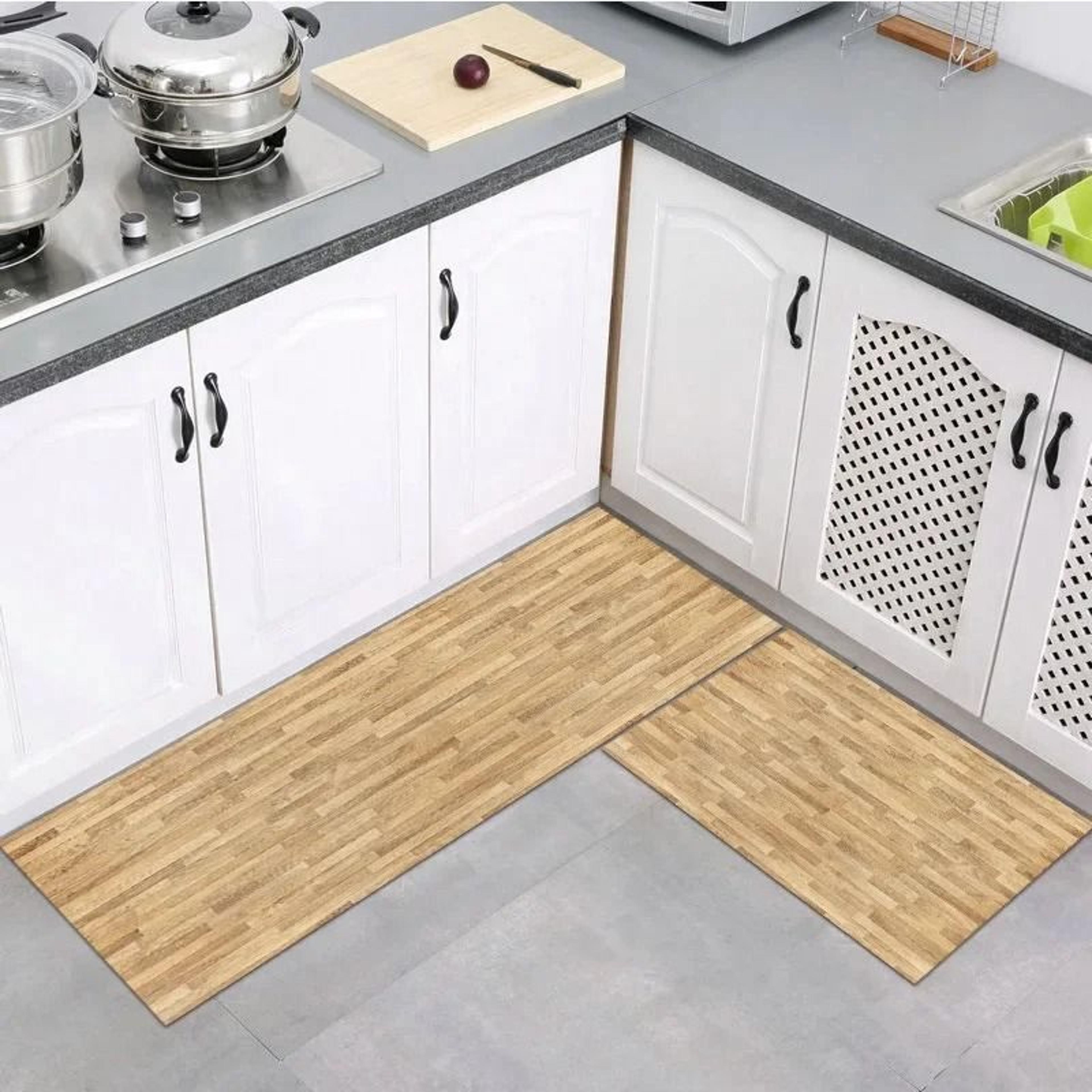 modern wood grain floor mat non slip kitchen bathroom entrance rug