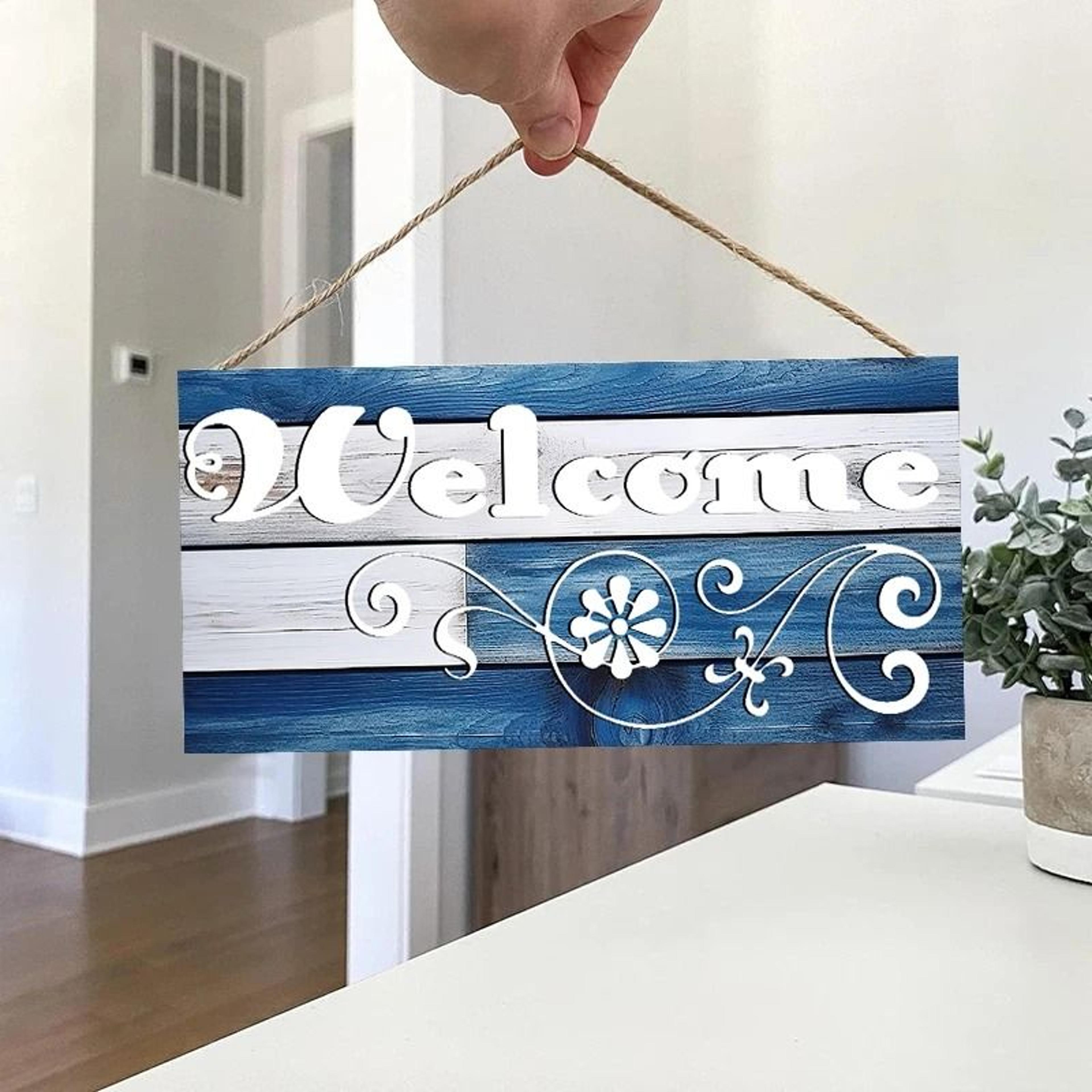 rustic wooden welcome sign farmhouse wall hanging front door decor