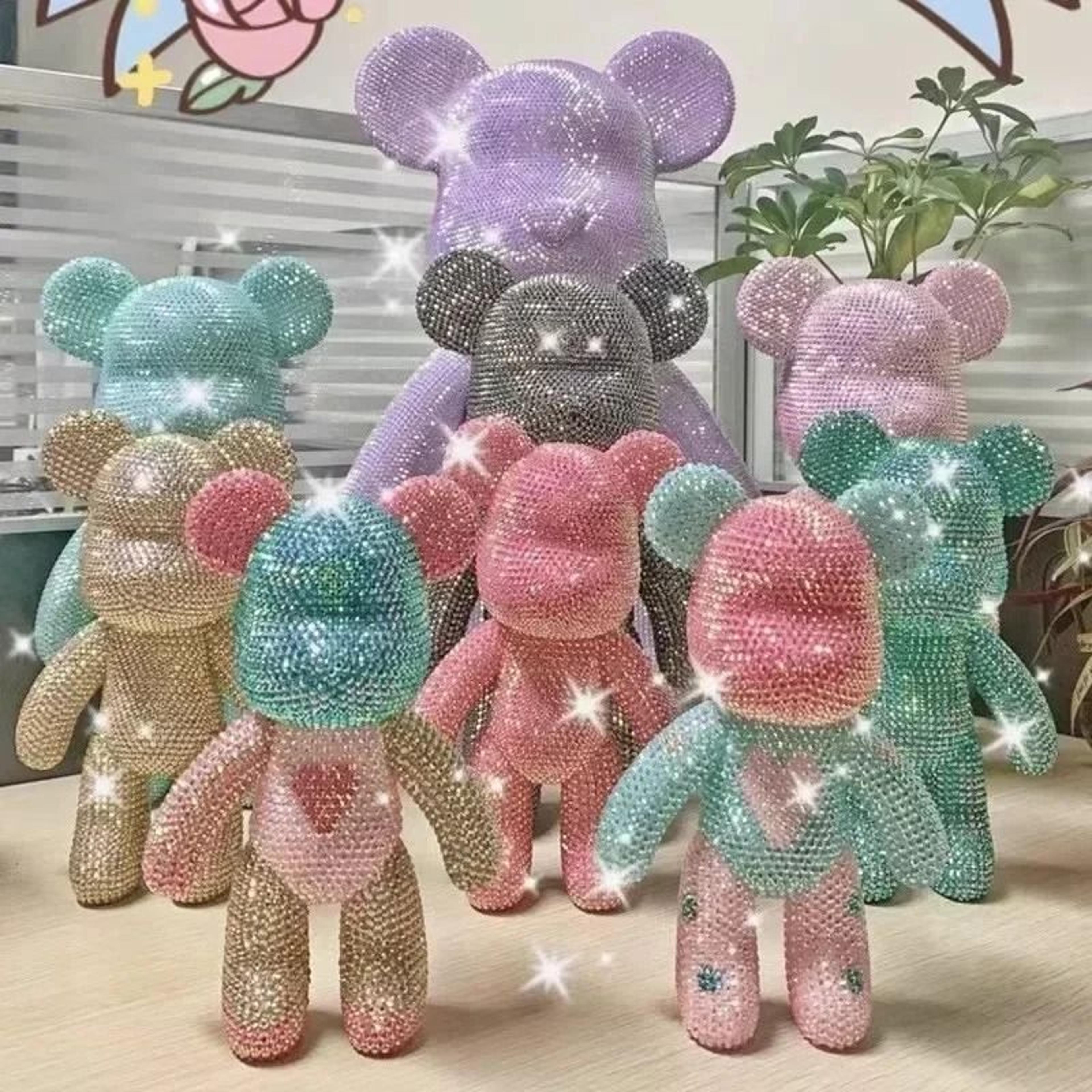 diy rhinestone bear figurine crystal diamond art statue room decor
