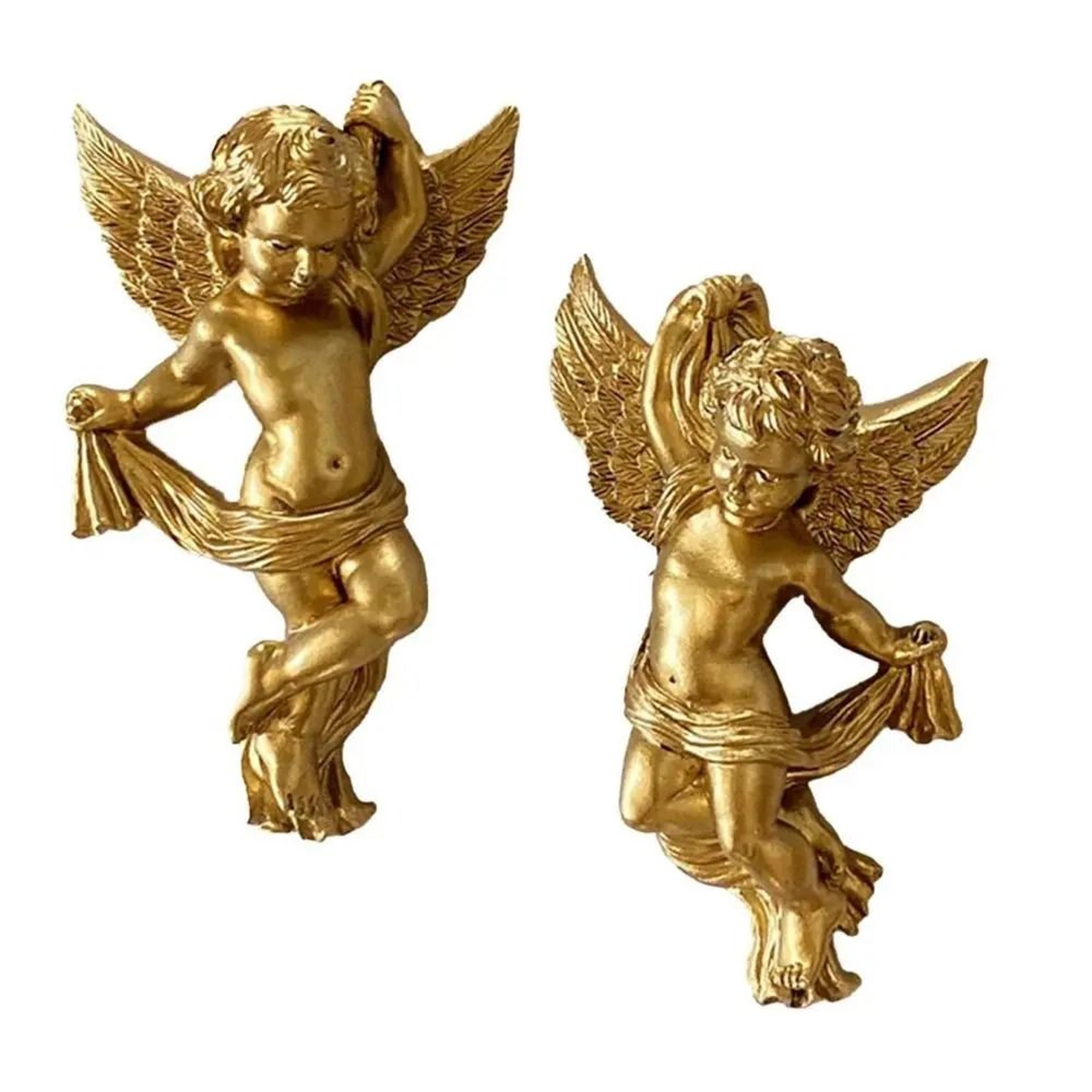 cute cherub angel wall hanging resin statue decorative ornament set