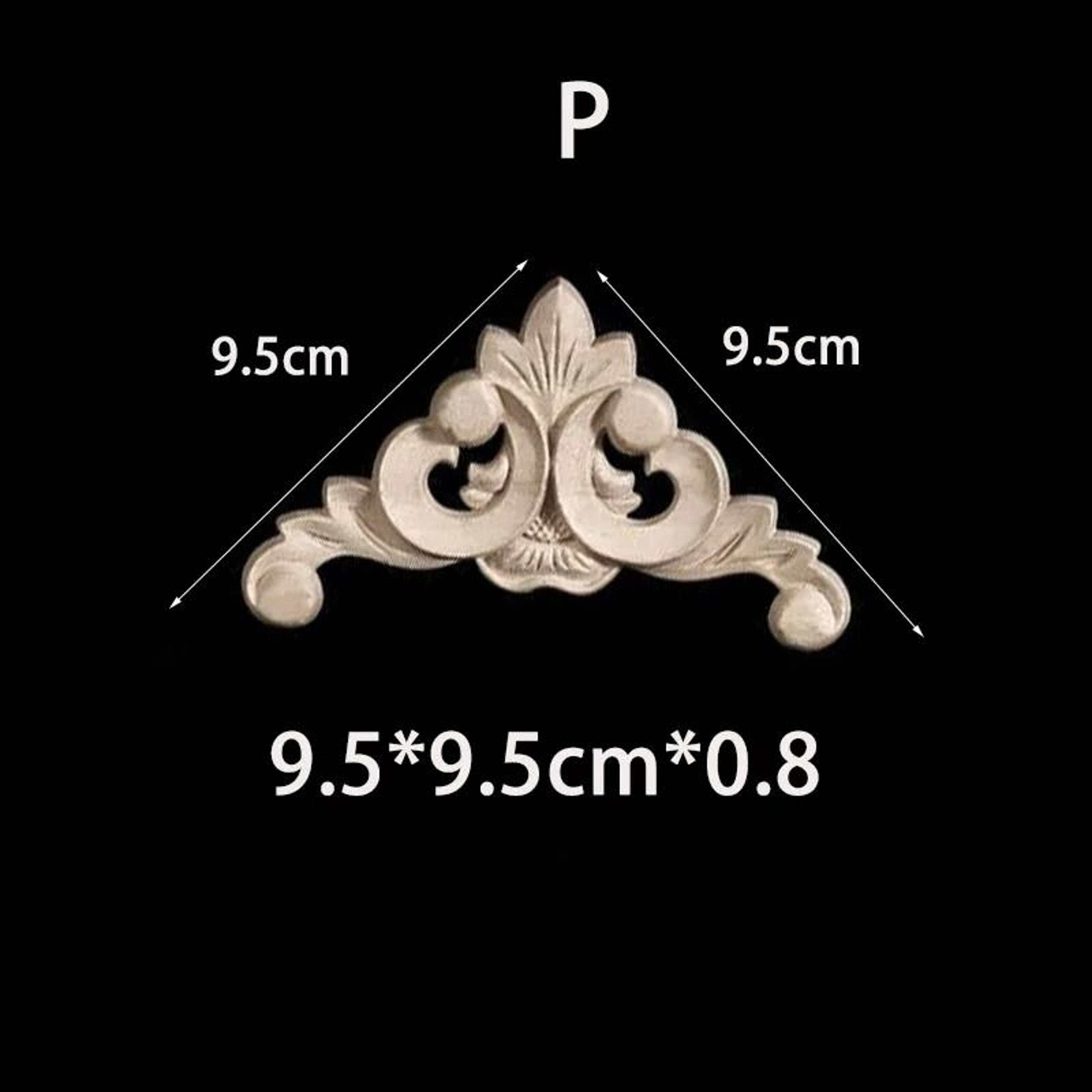 unpainted wood carved appliques floral corner onlay for furniture decor