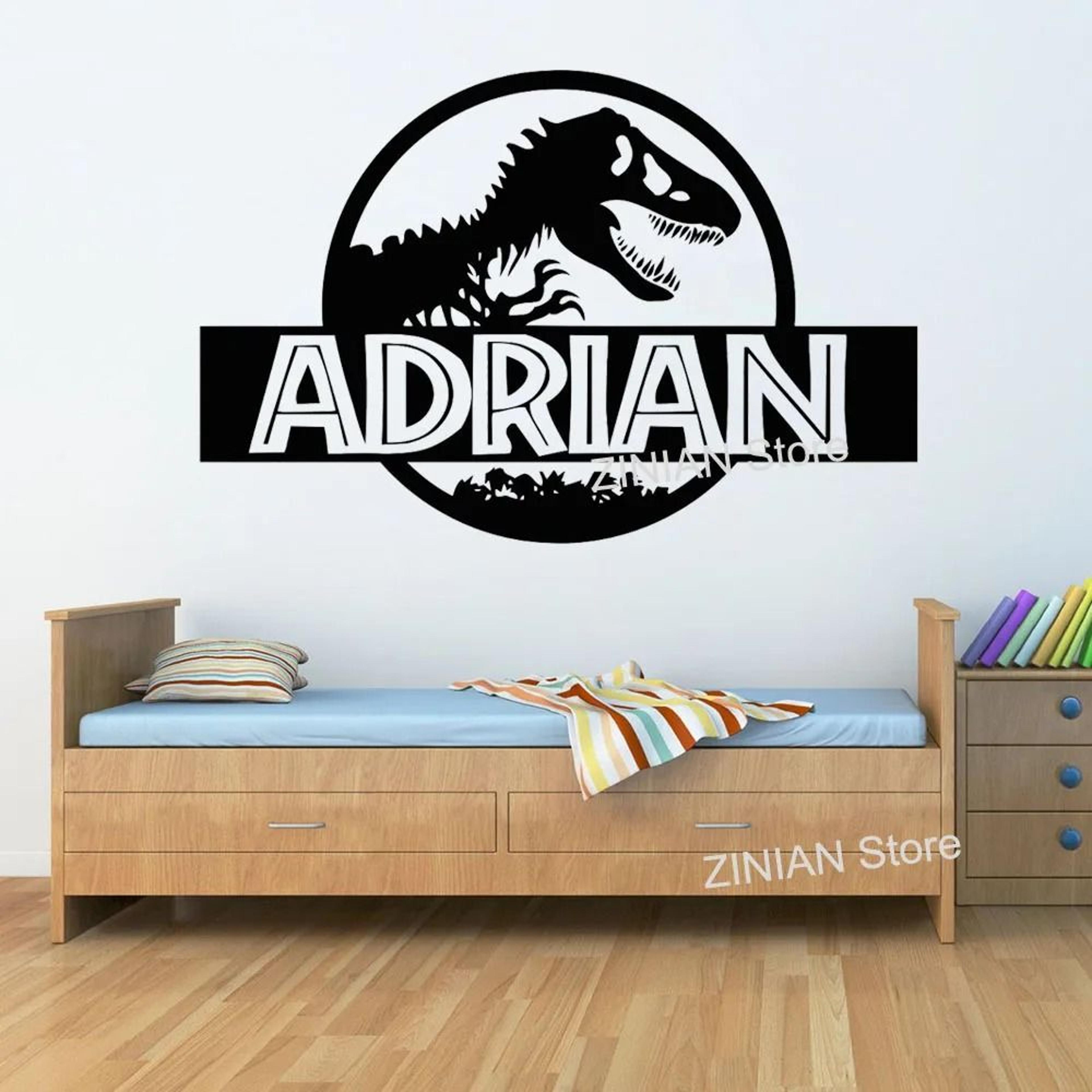 personalized dinosaur wall sticker custom name t rex kids room decor