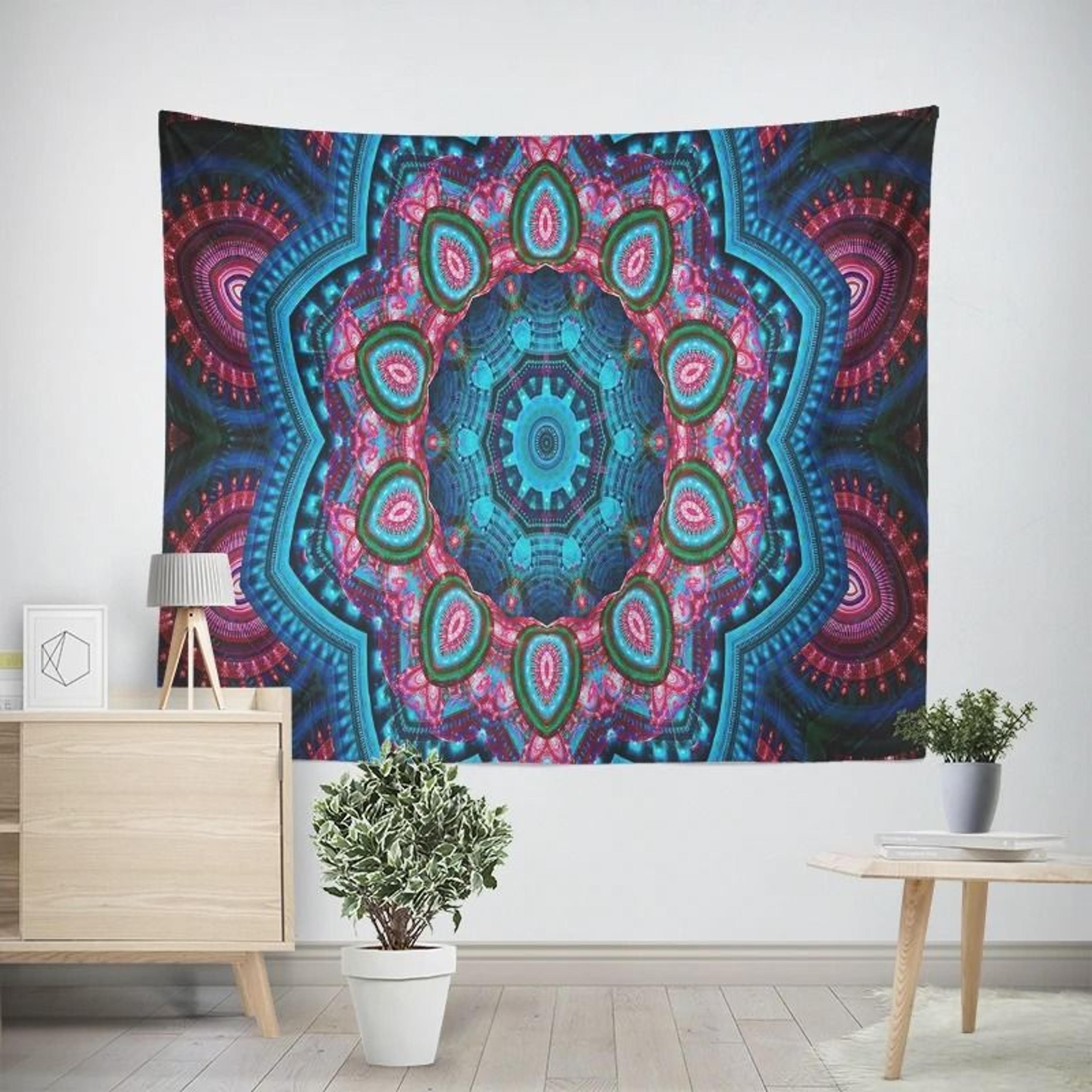 bohemian mandala tapestry wall hanging psychedelic hippie room decor