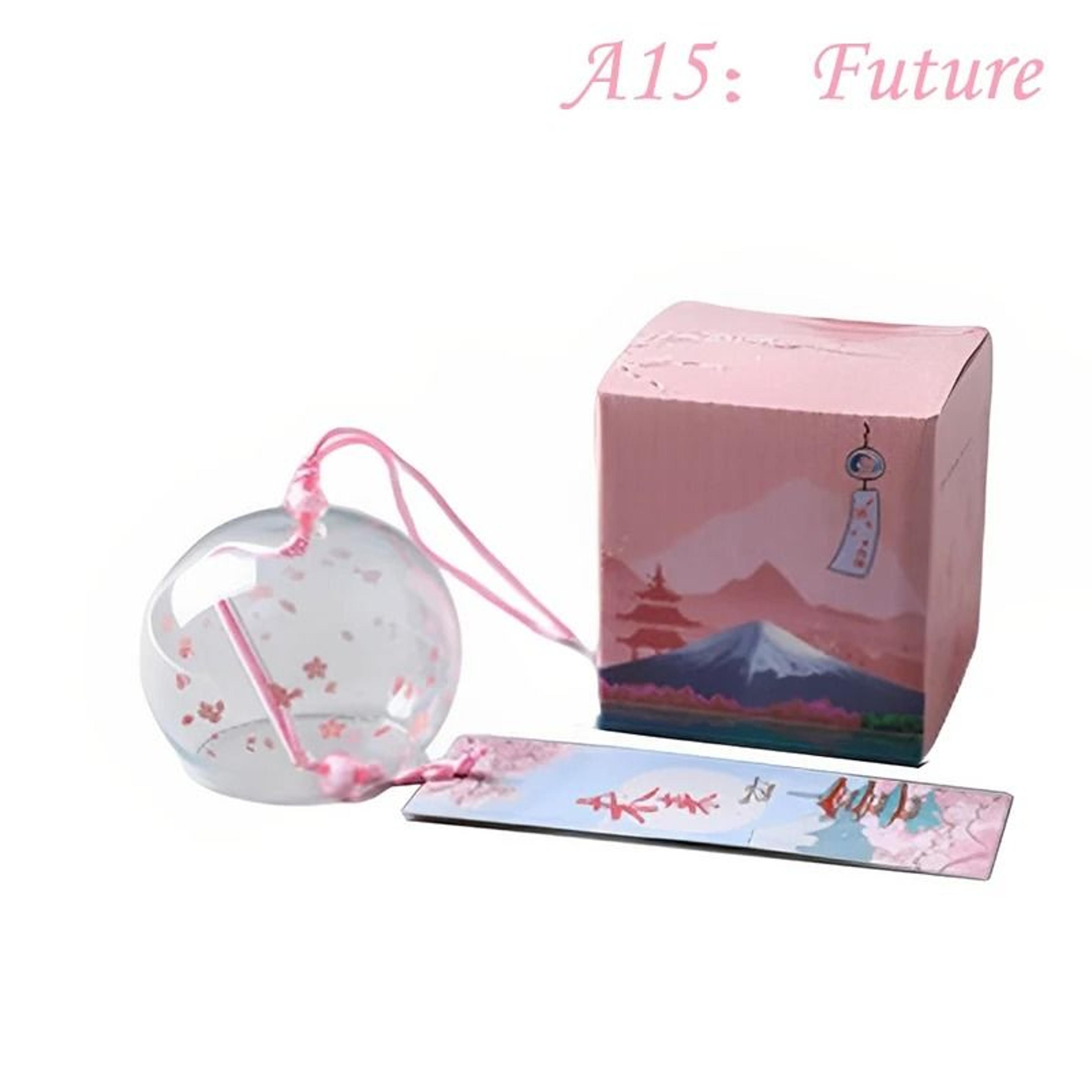japanese wind chime glass furin bell with sakura design for peaceful home decor