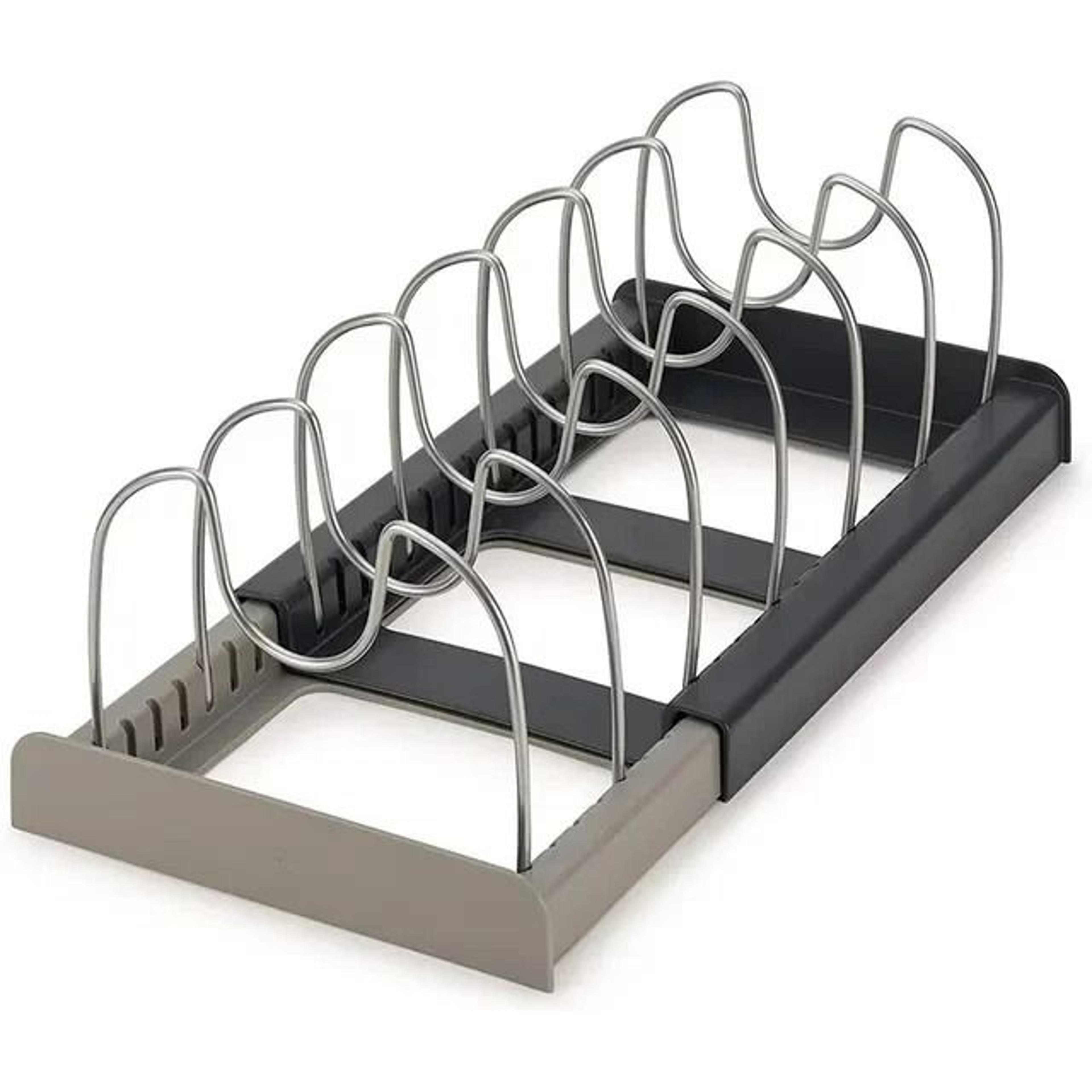 expandable stainless steel pot lid and pan organizer rack for kitchen cabinets
