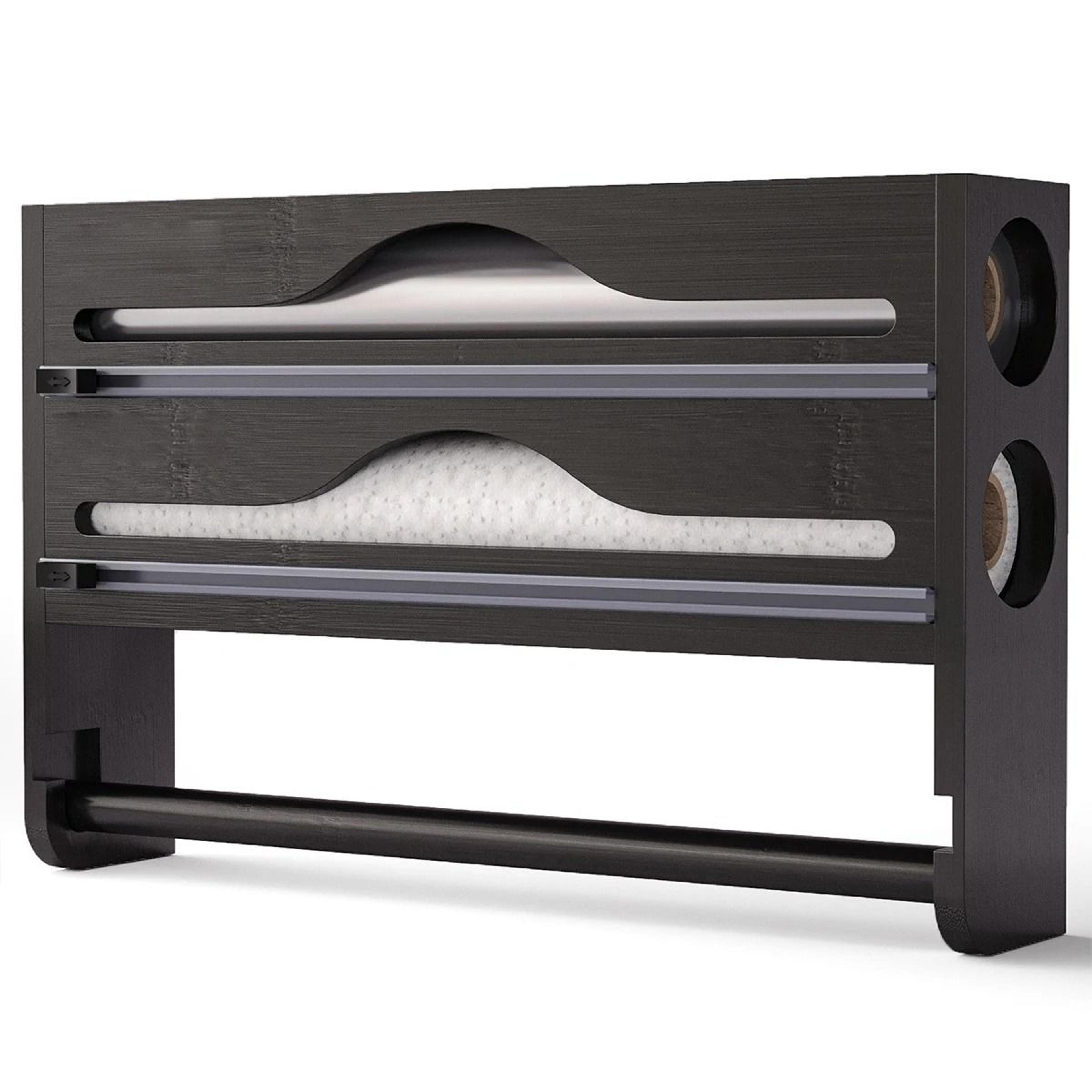 bamboo wall mounted wrap dispenser with cutter and paper towel holder