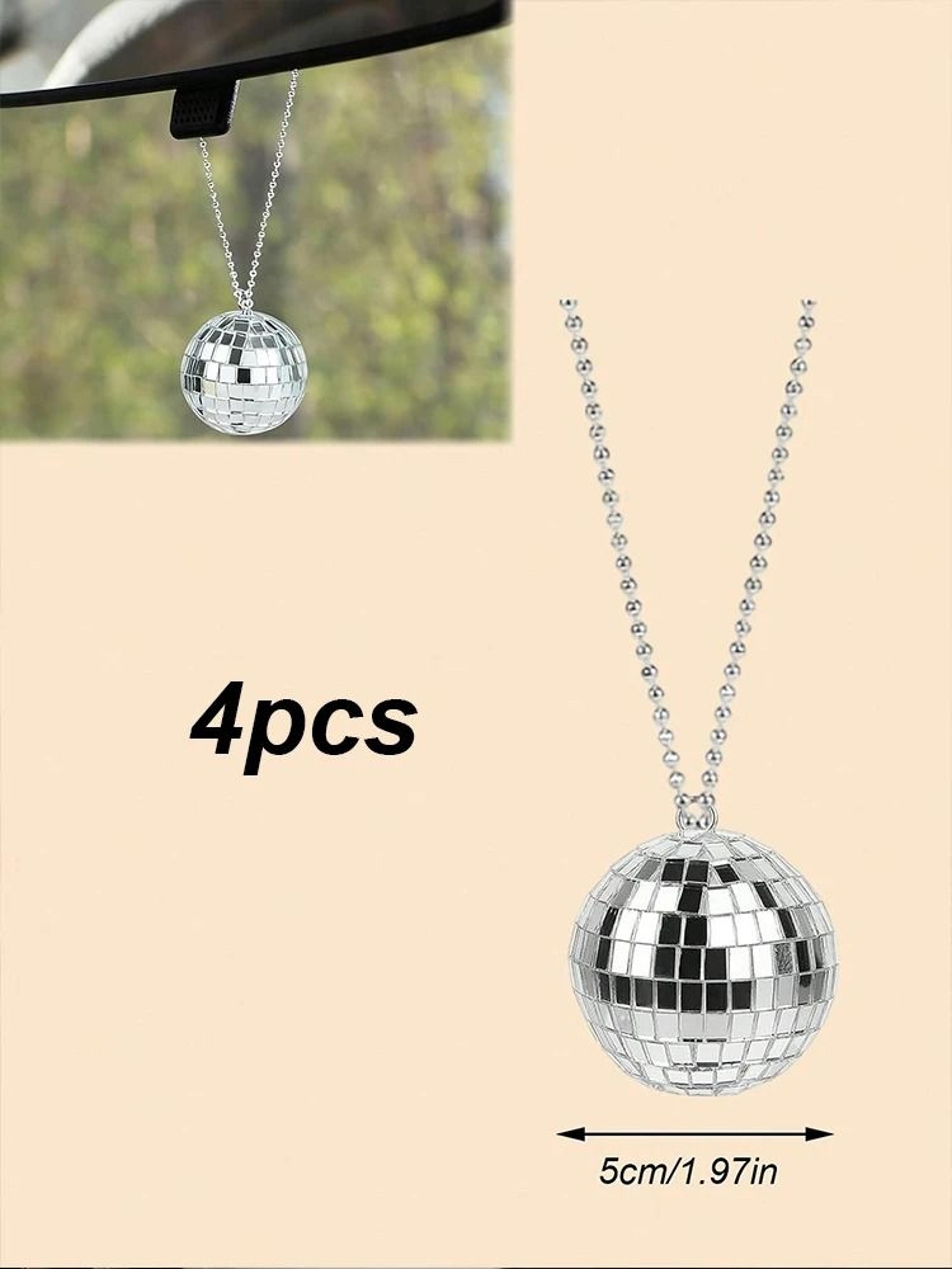 disco ball car mirror hanging ornament sparkling reflective interior decor